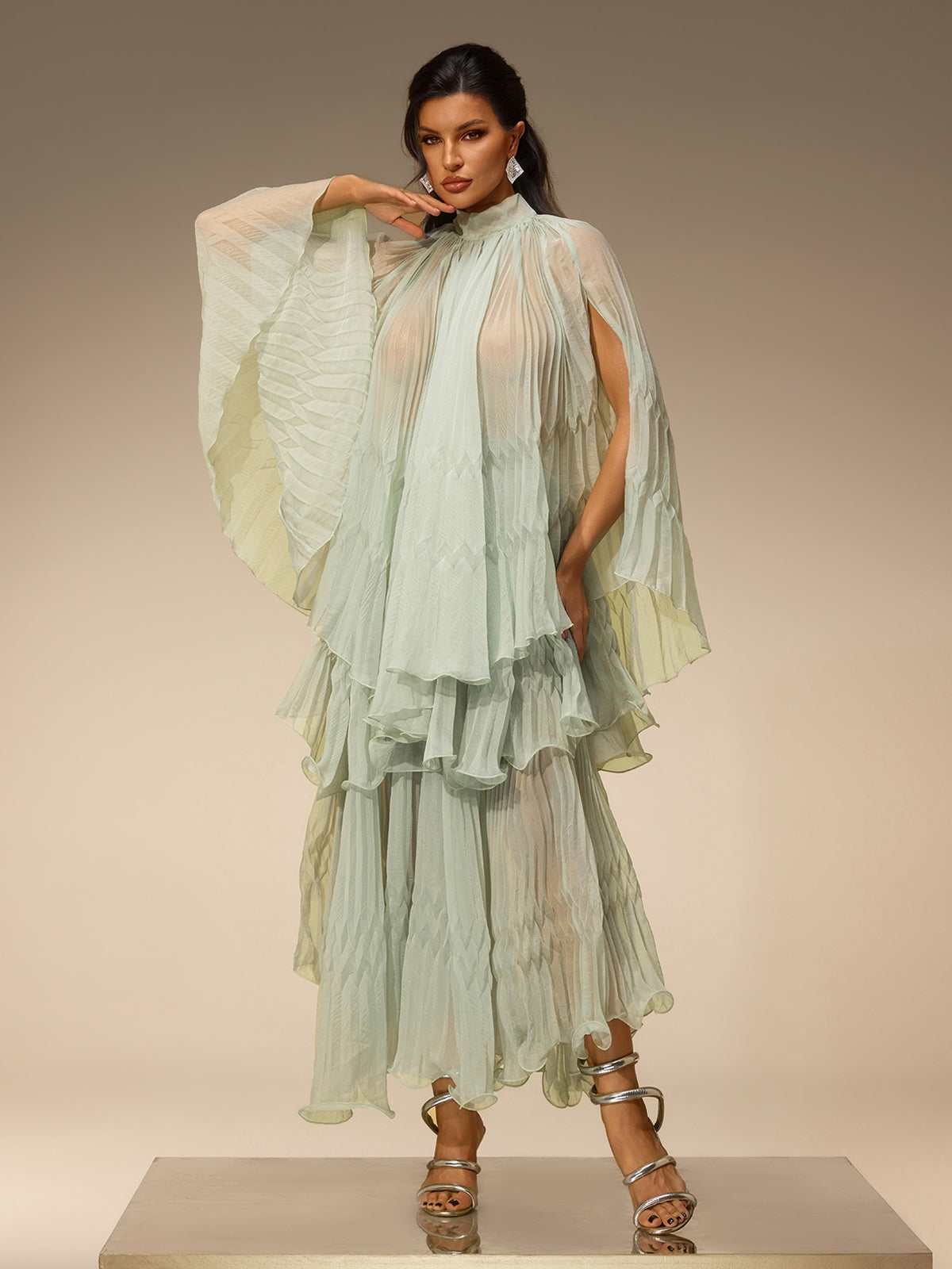Aldeva Bat Sleeve Pleated Skirt Set