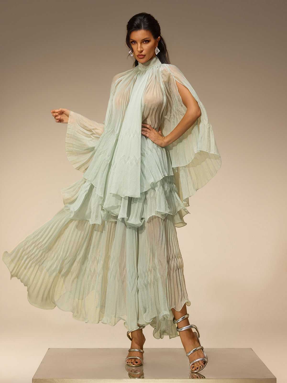 Aldeva Bat Sleeve Pleated Skirt Set