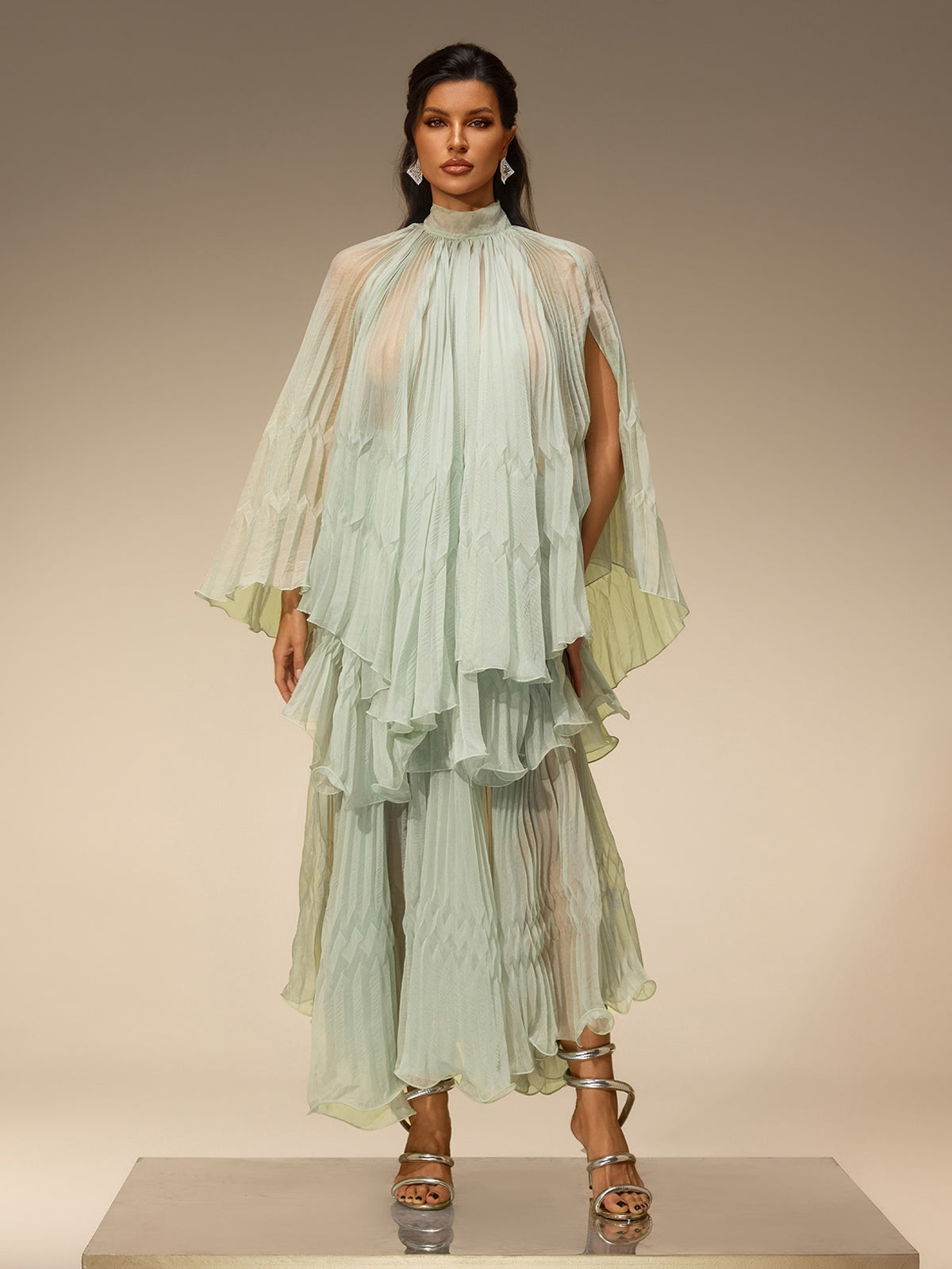 Aldeva Bat Sleeve Pleated Skirt Set