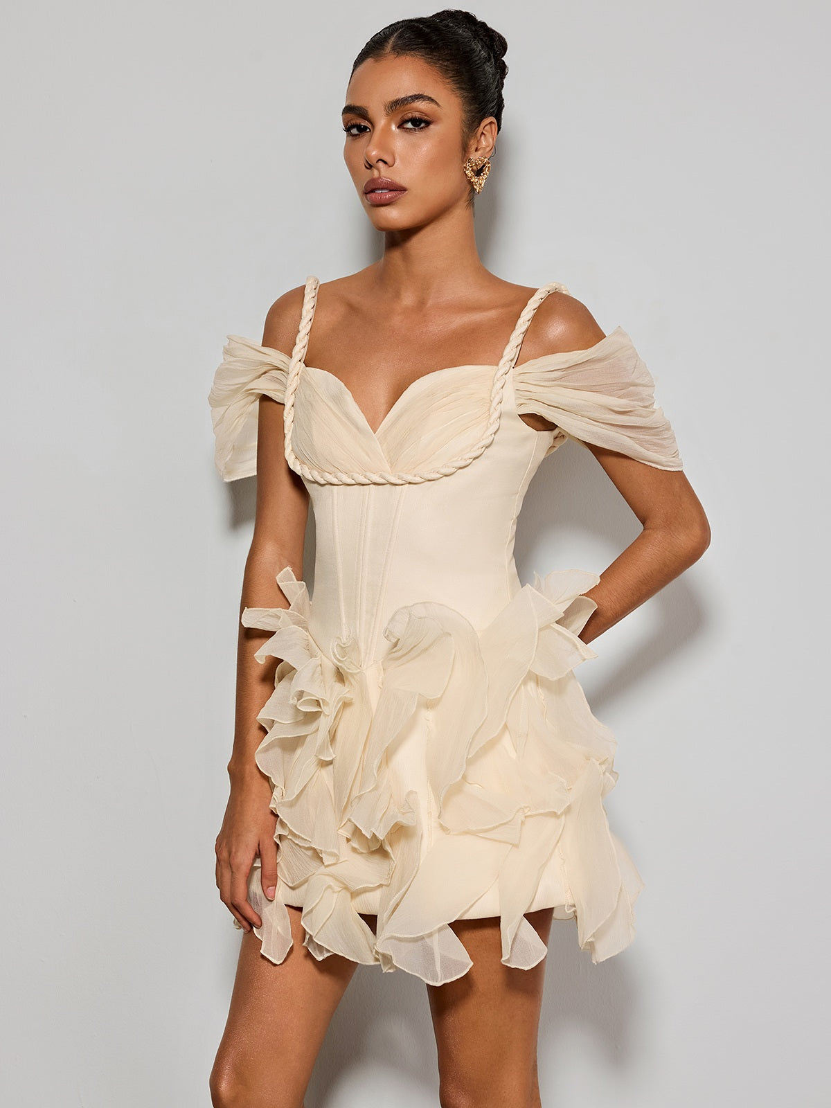 Althero Off Shoulder Ruffle Mini Dress