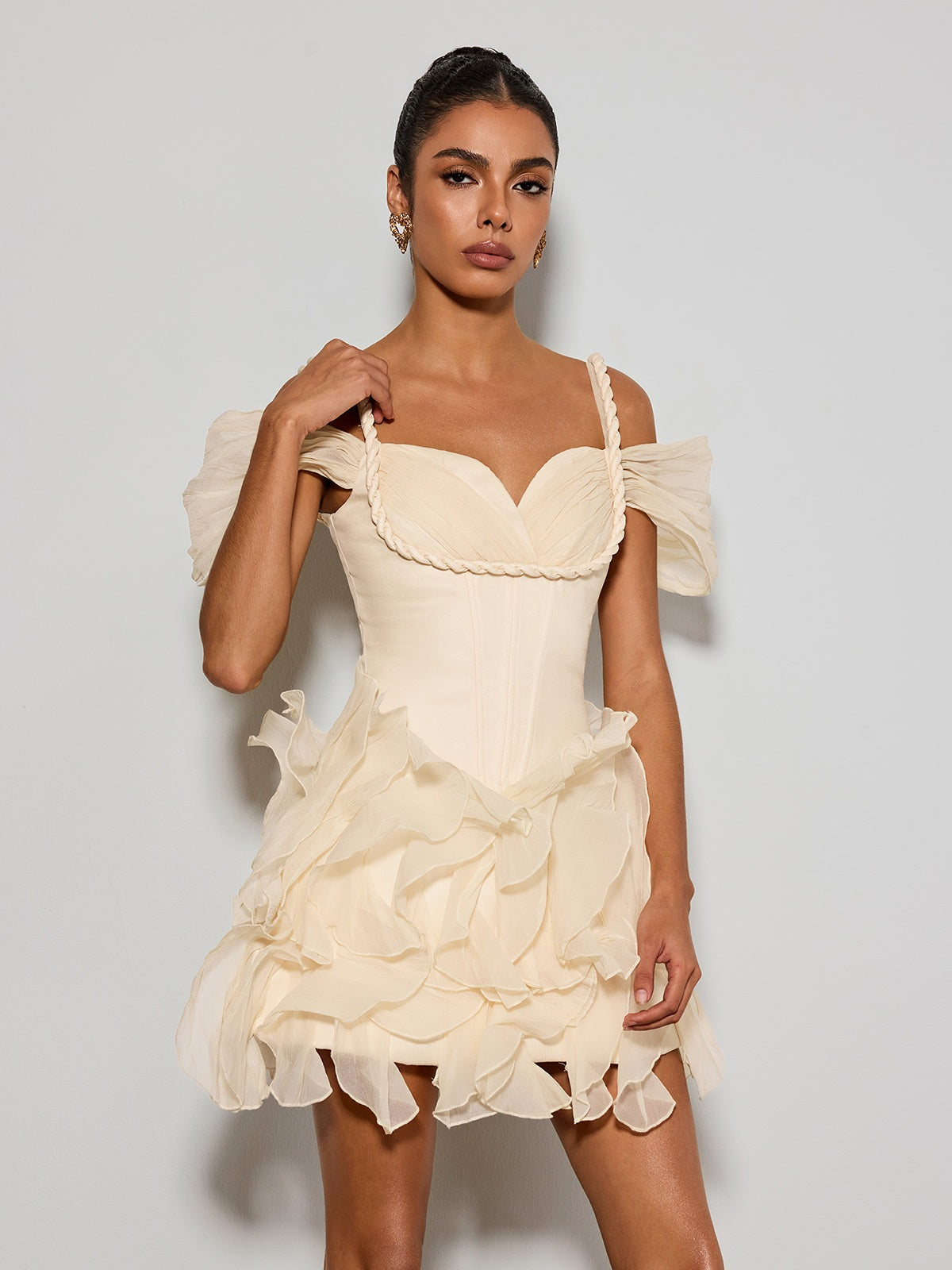 Althero Off Shoulder Ruffle Mini Dress