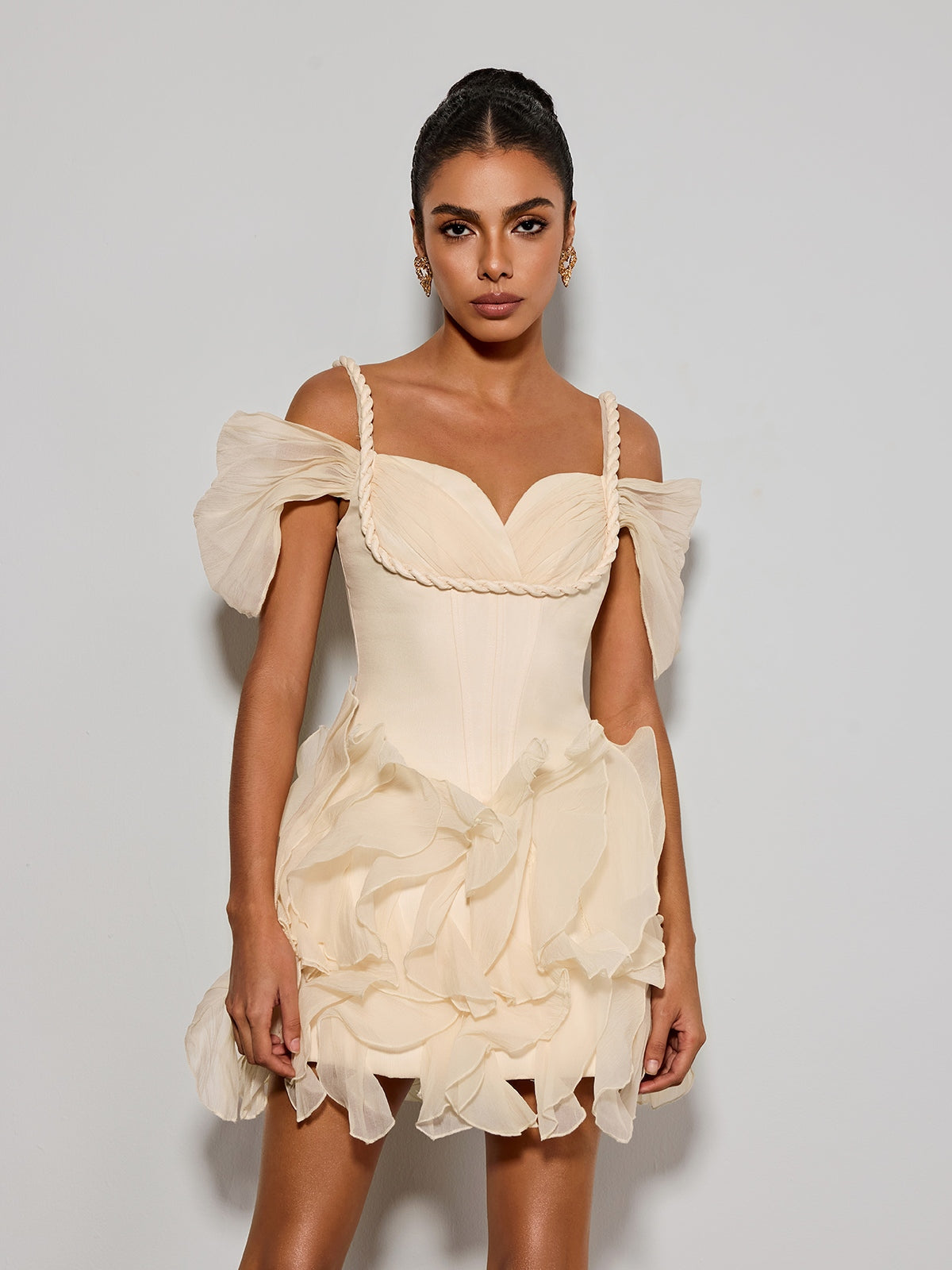 Althero Off Shoulder Ruffle Mini Dress