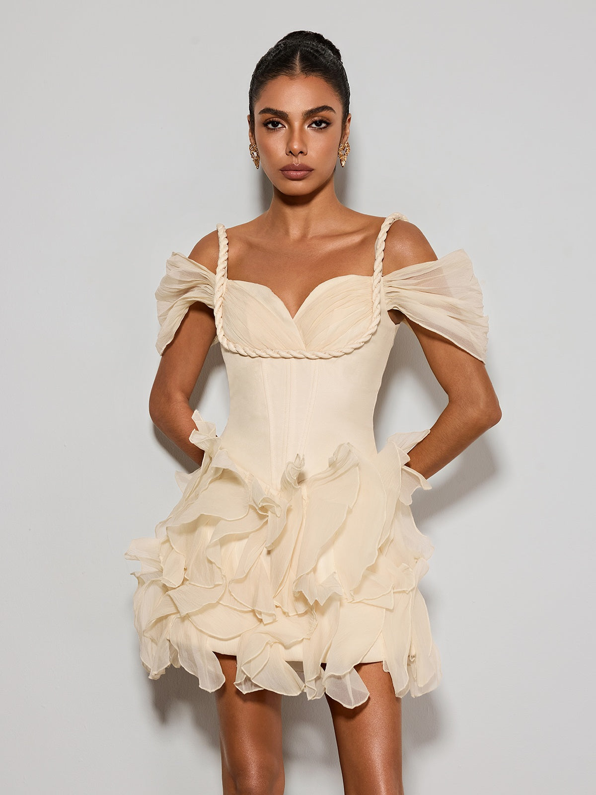 Althero Off Shoulder Ruffle Mini Dress