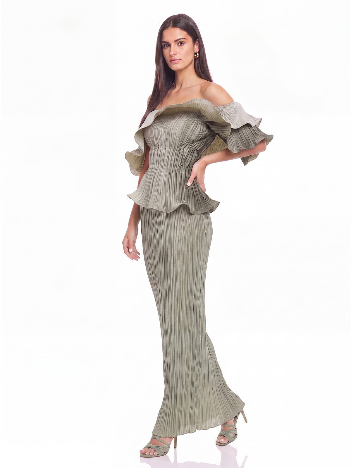 Arvexo One Shoulder Ruffle Maxi Dress