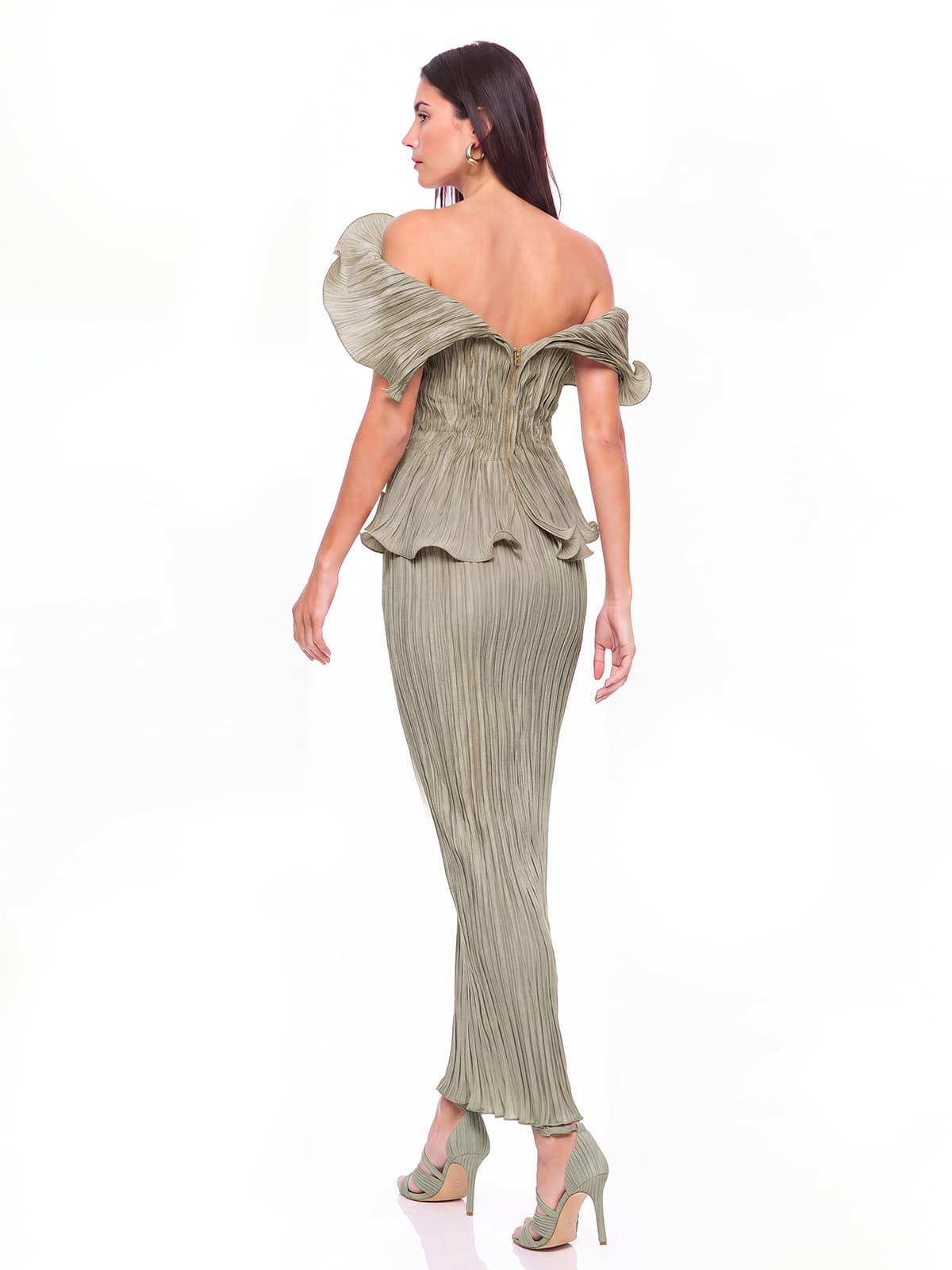 Arvexo One Shoulder Ruffle Maxi Dress