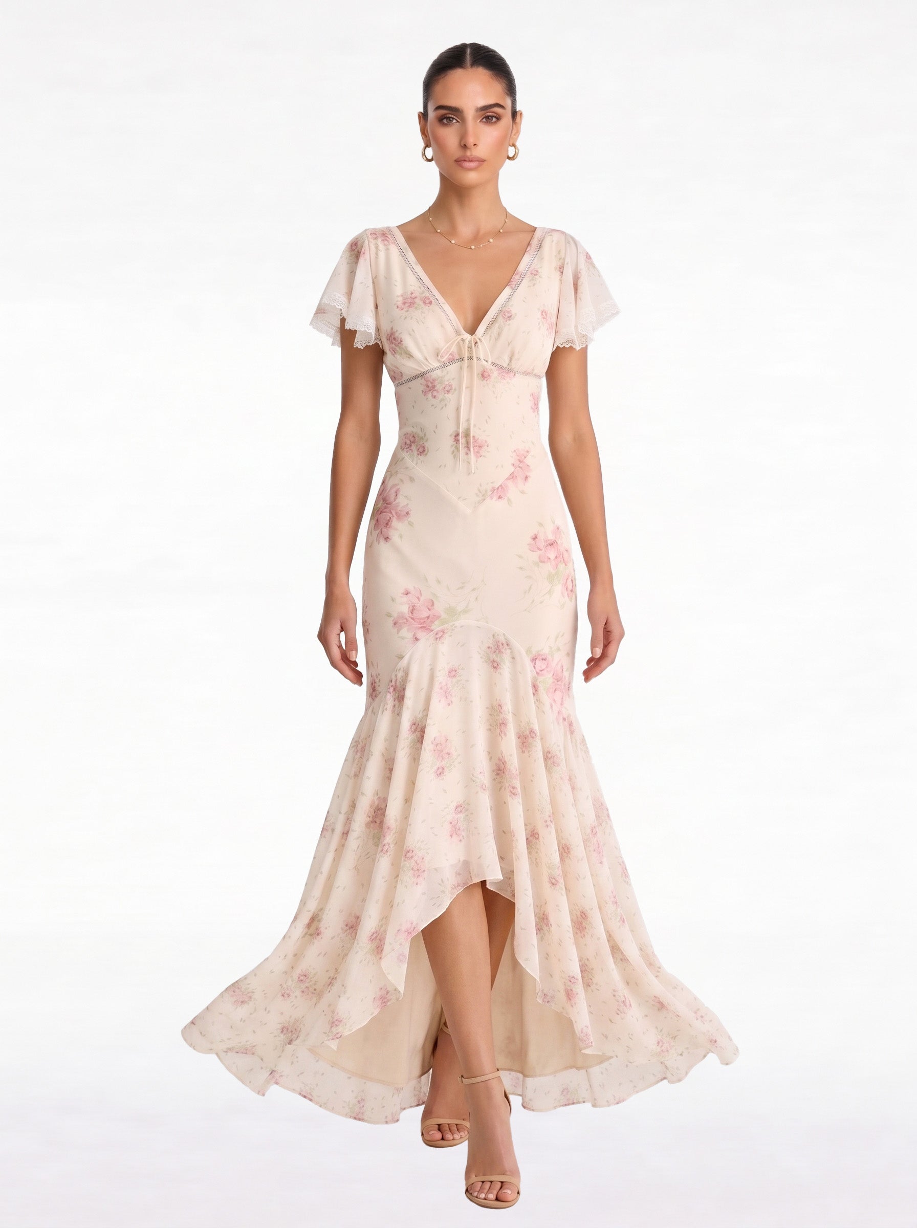 Ashgar Puff Sleeve Floral Maxi Dress