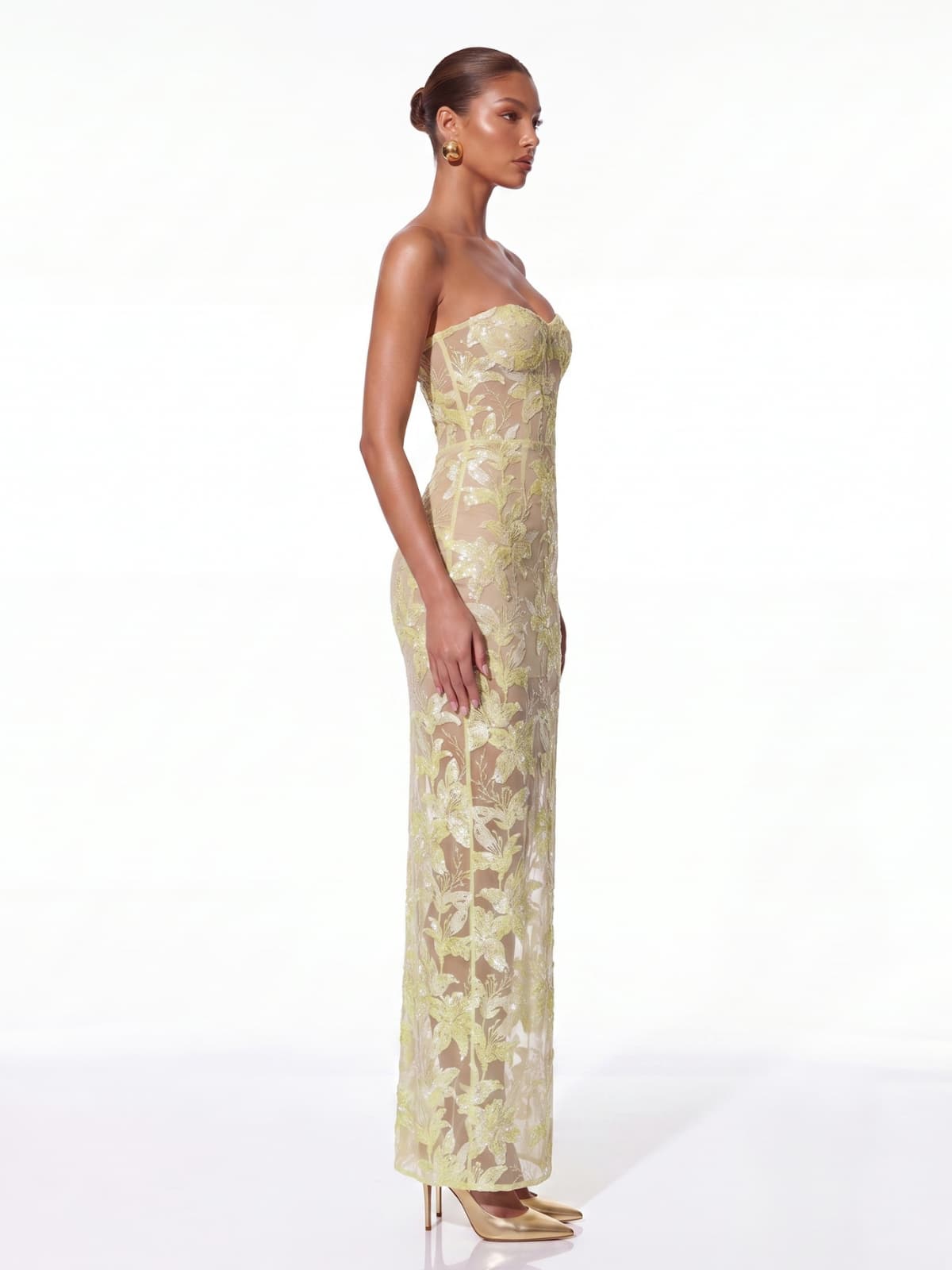 Ashhelm Strapless Embroidered Maxi Dress