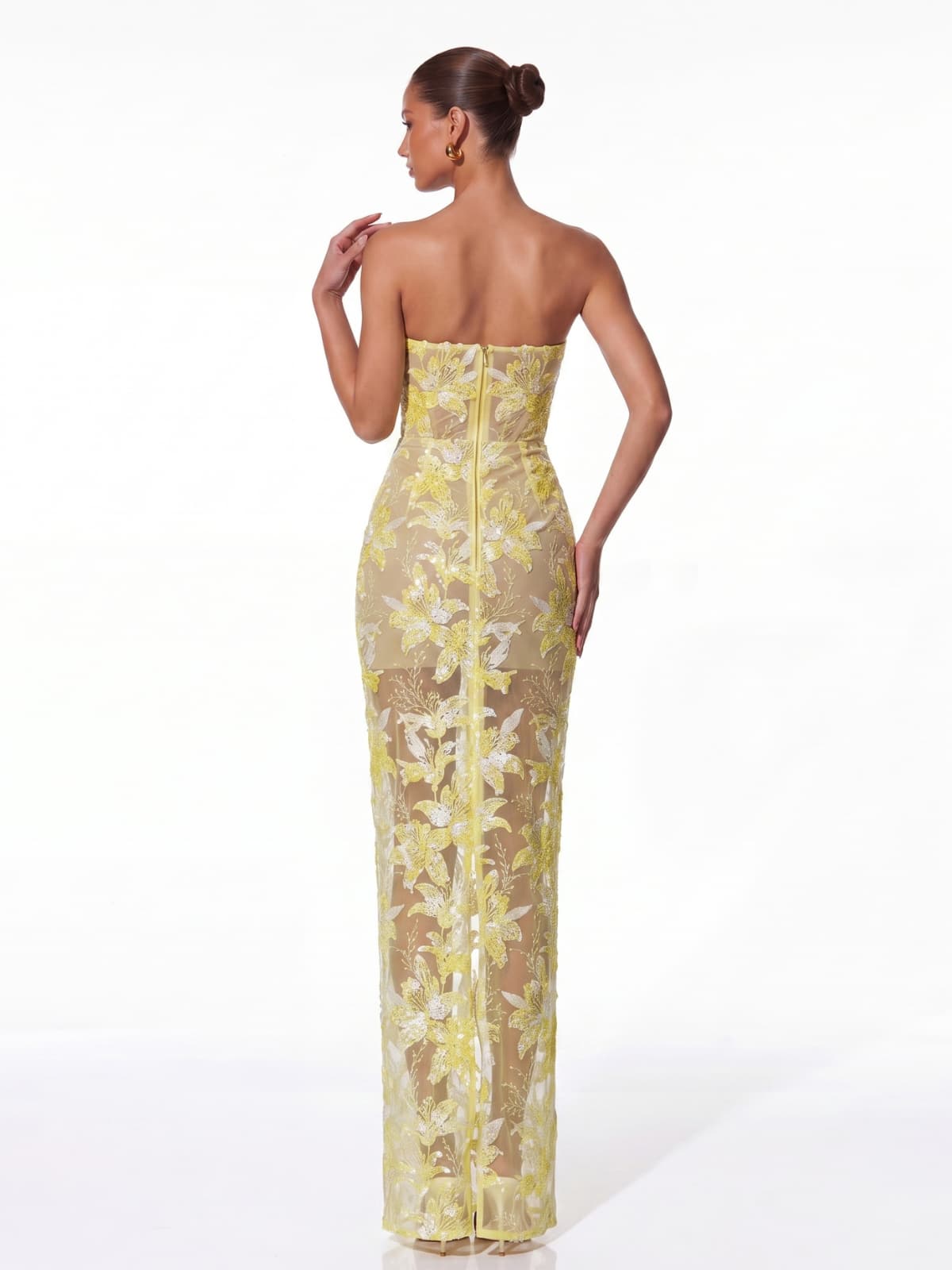 Ashhelm Strapless Embroidered Maxi Dress
