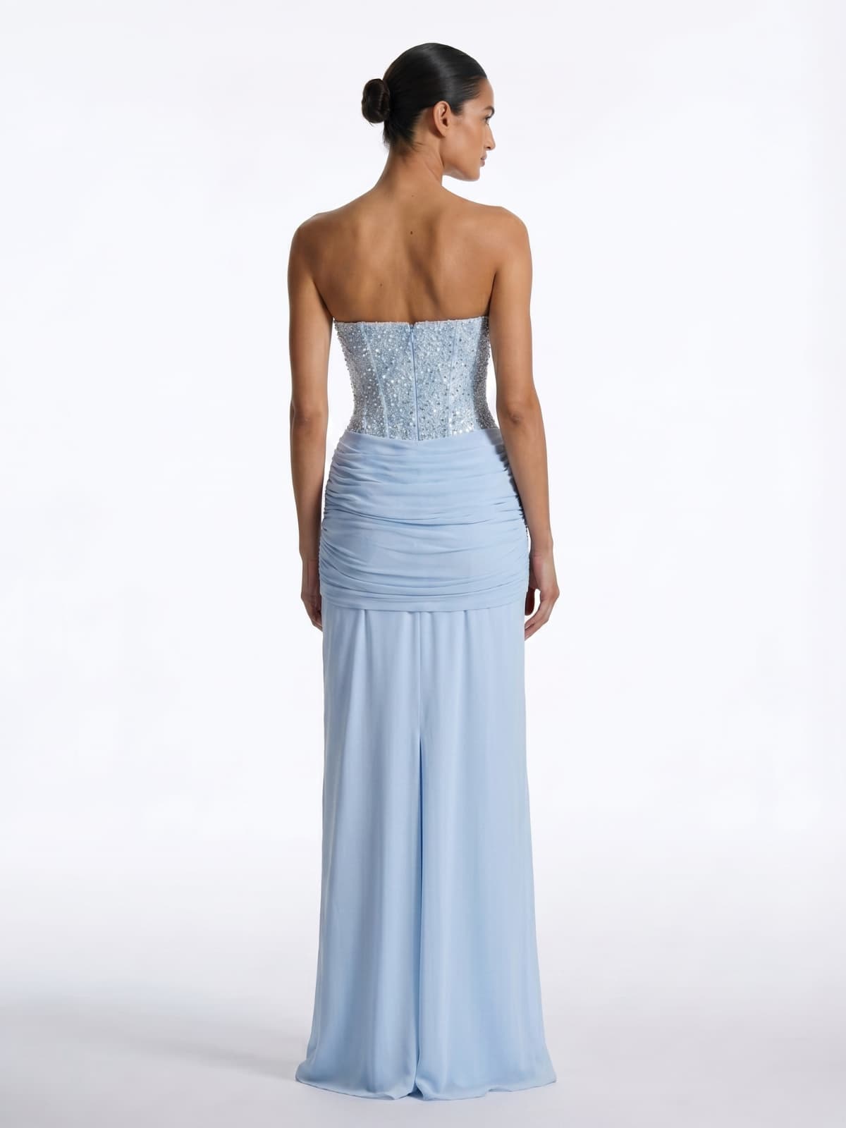 Belric Strapless Scarf Rhinestone Maxi Dress