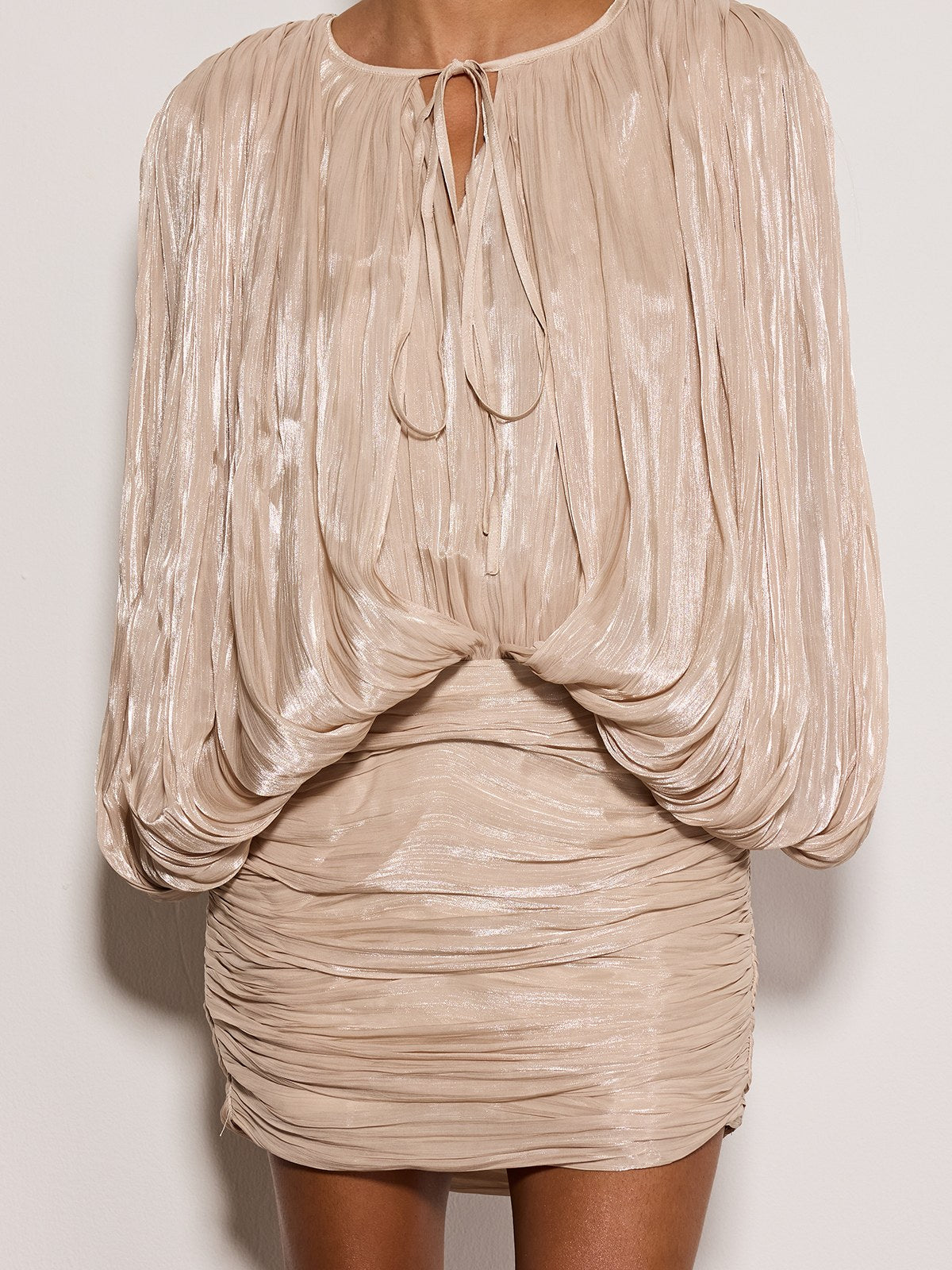 Borven Balloon Sleeve Ruched Mini Dress