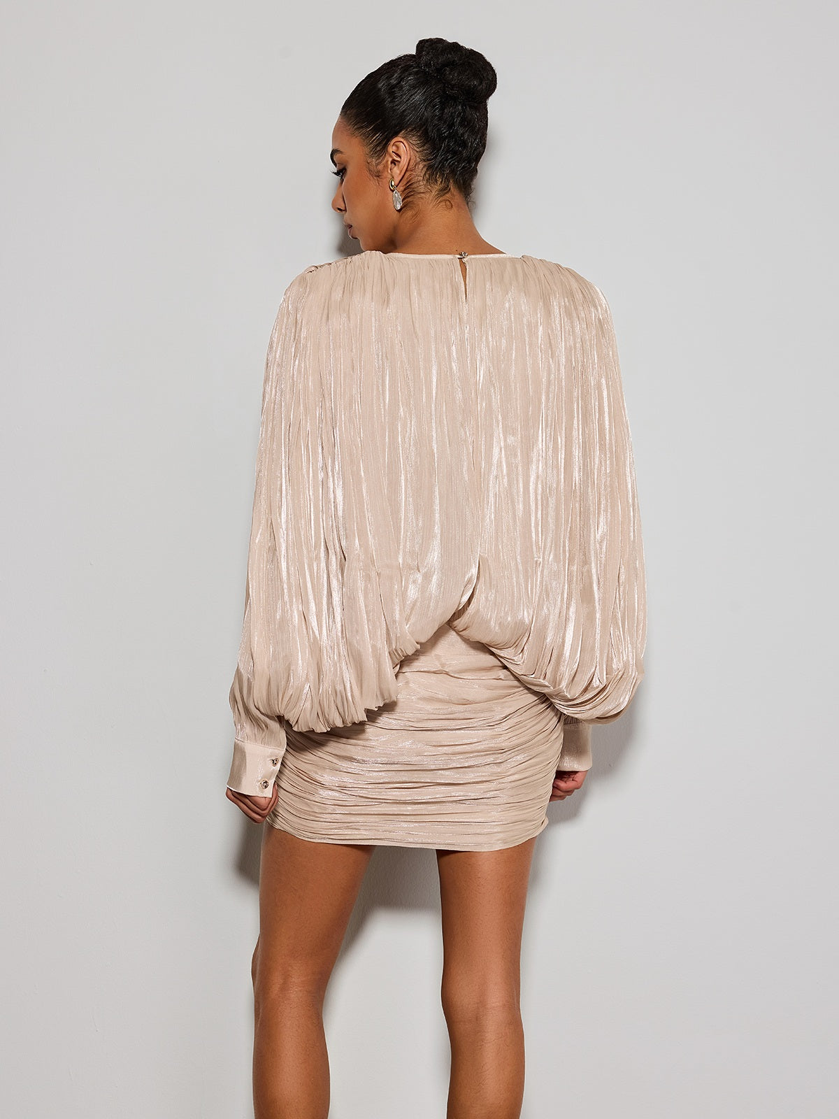 Borven Balloon Sleeve Ruched Mini Dress