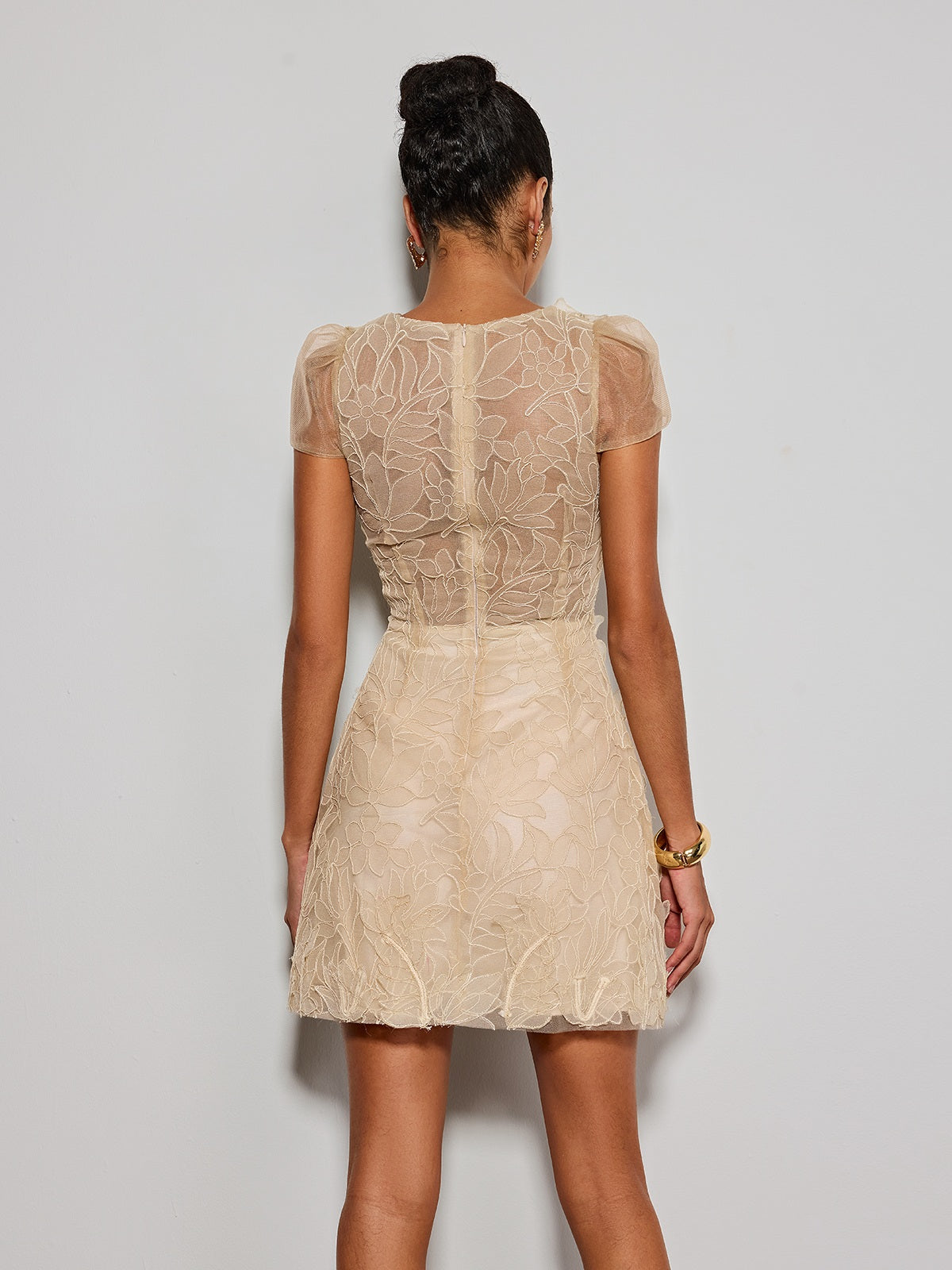 Bravik V Neck Flower Mini Dress