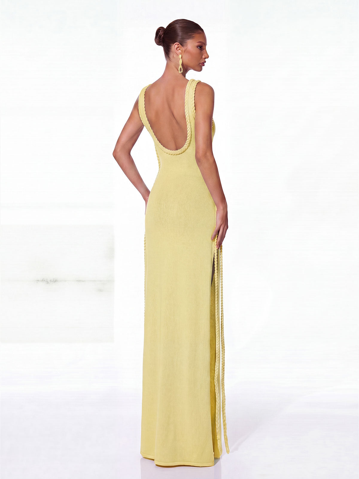 Brione Cutout Split Maxi Dress In Yellow