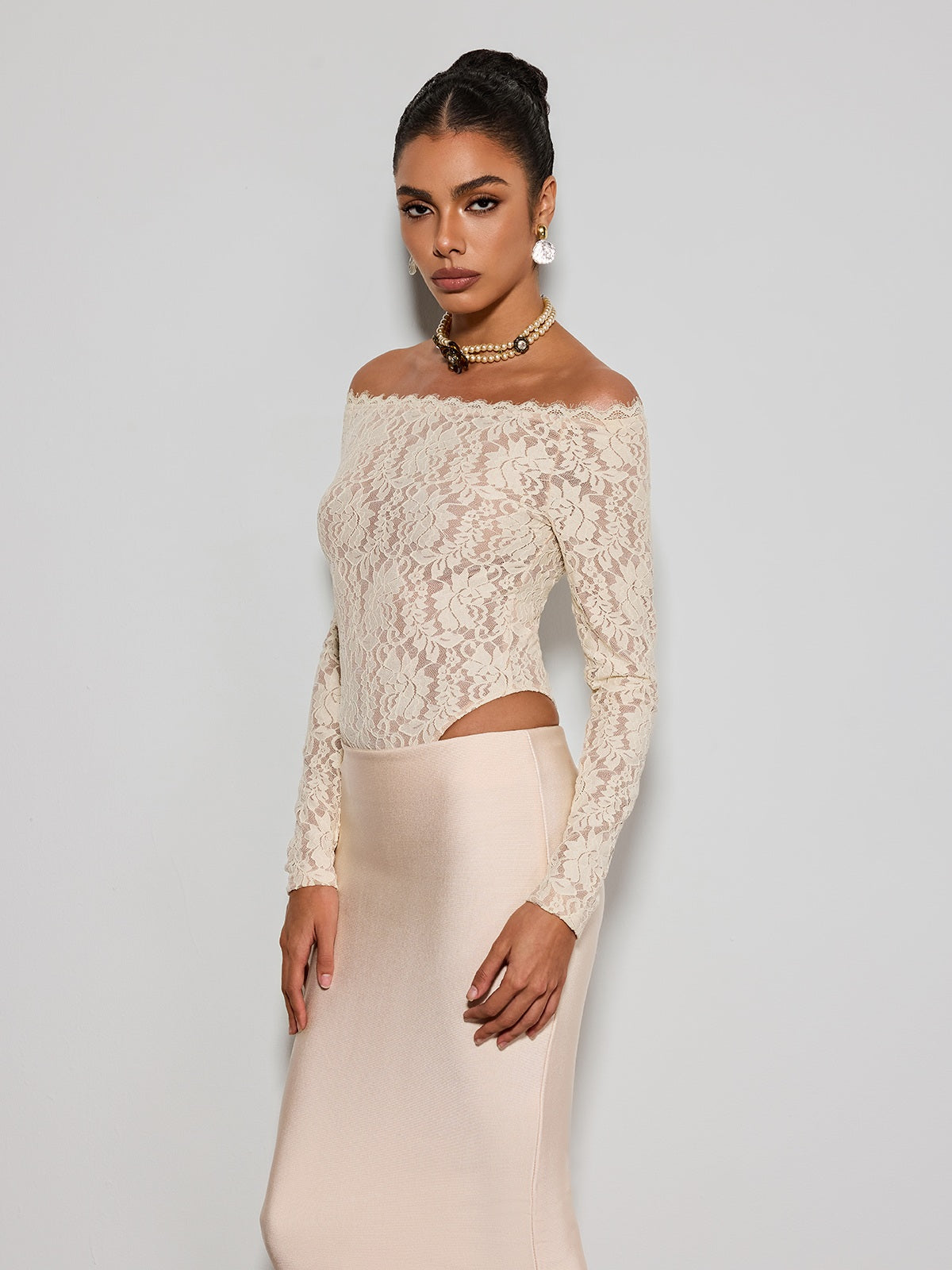 Caylen Off Shoulder Lace Bodysuit