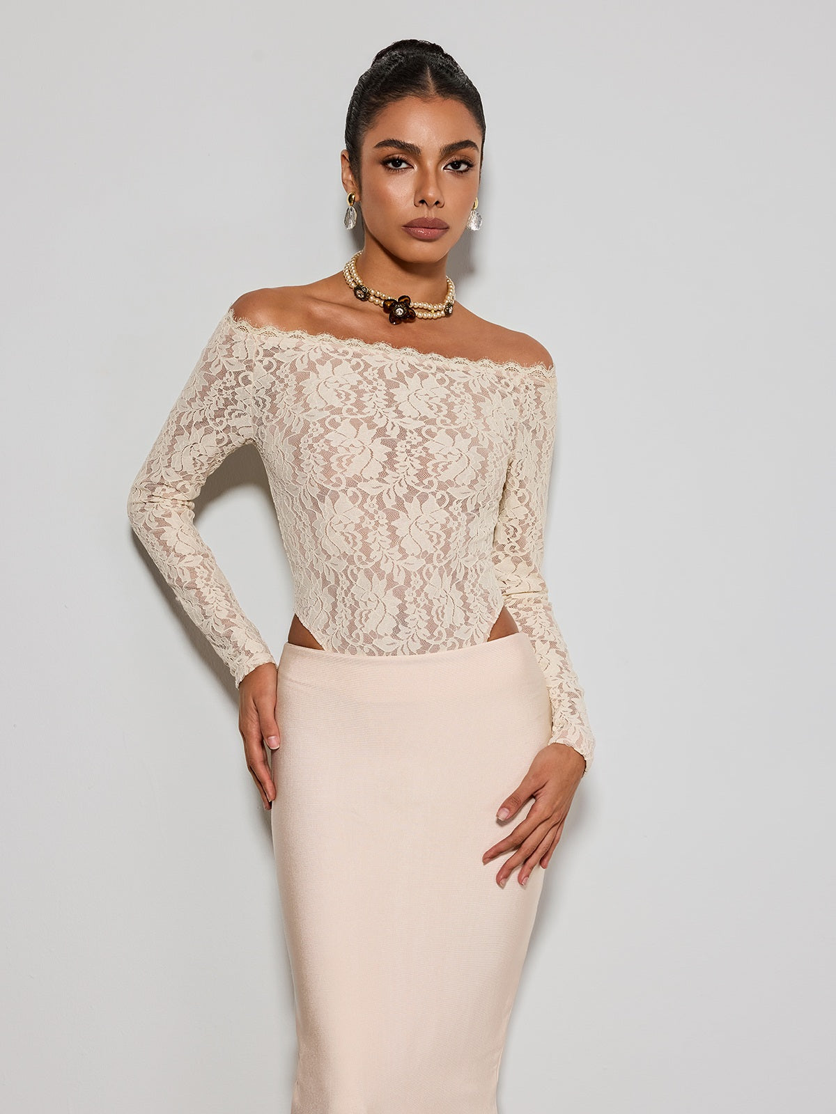 Caylen Off Shoulder Lace Bodysuit