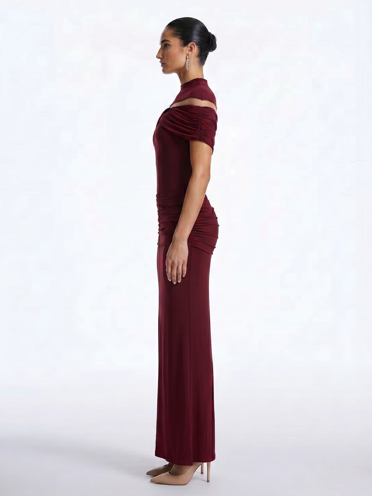 Celsor Cape Ruched Maxi Dress