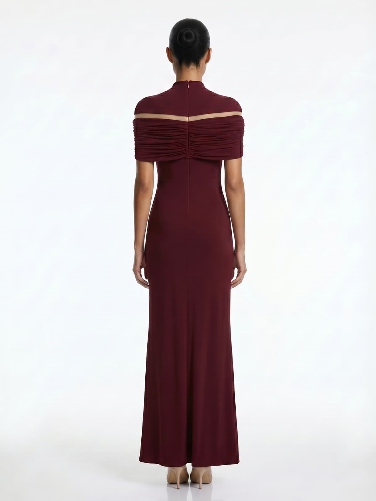 Celsor Cape Ruched Maxi Dress
