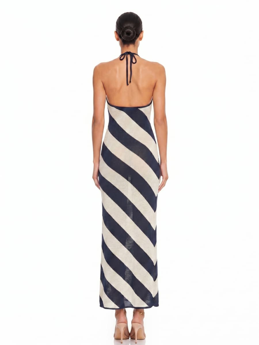 Cerith Halterneck Stripe Maxi Dress