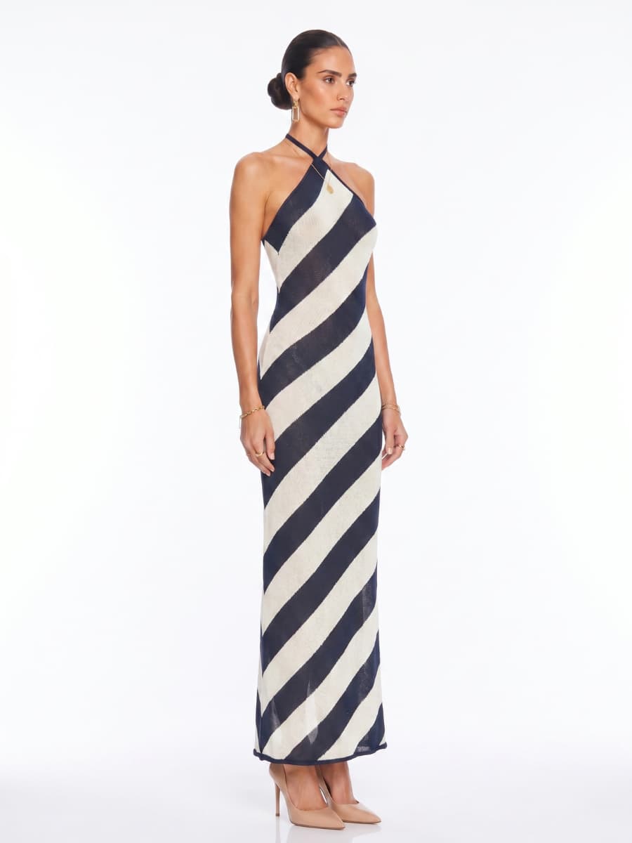 Cerith Halterneck Stripe Maxi Dress