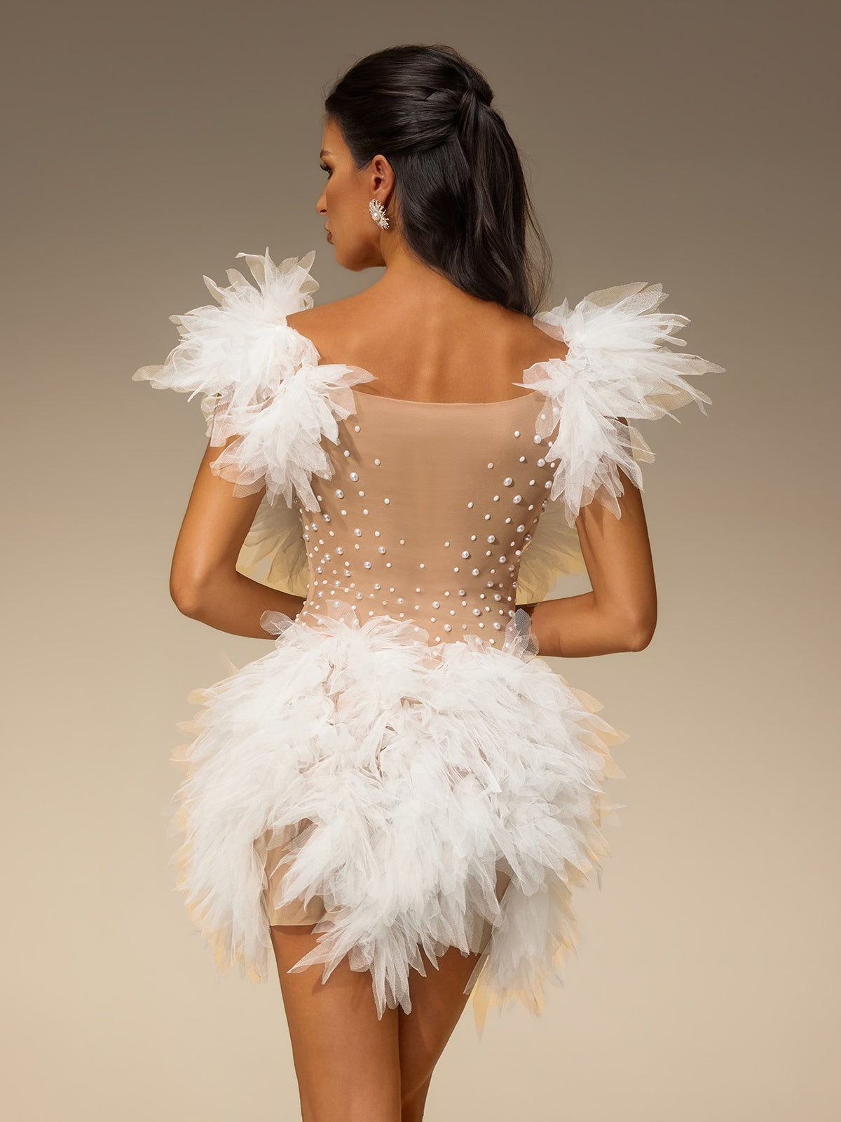 Cirevo Pearl Tulle Mini Dress