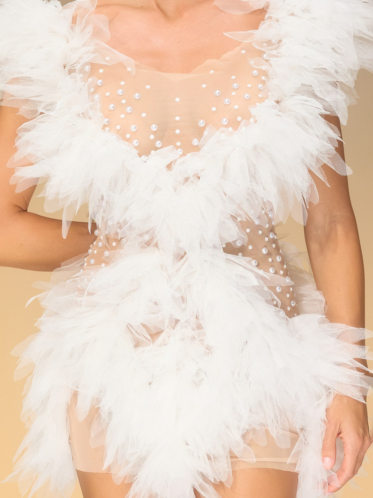 Cirevo Pearl Tulle Mini Dress