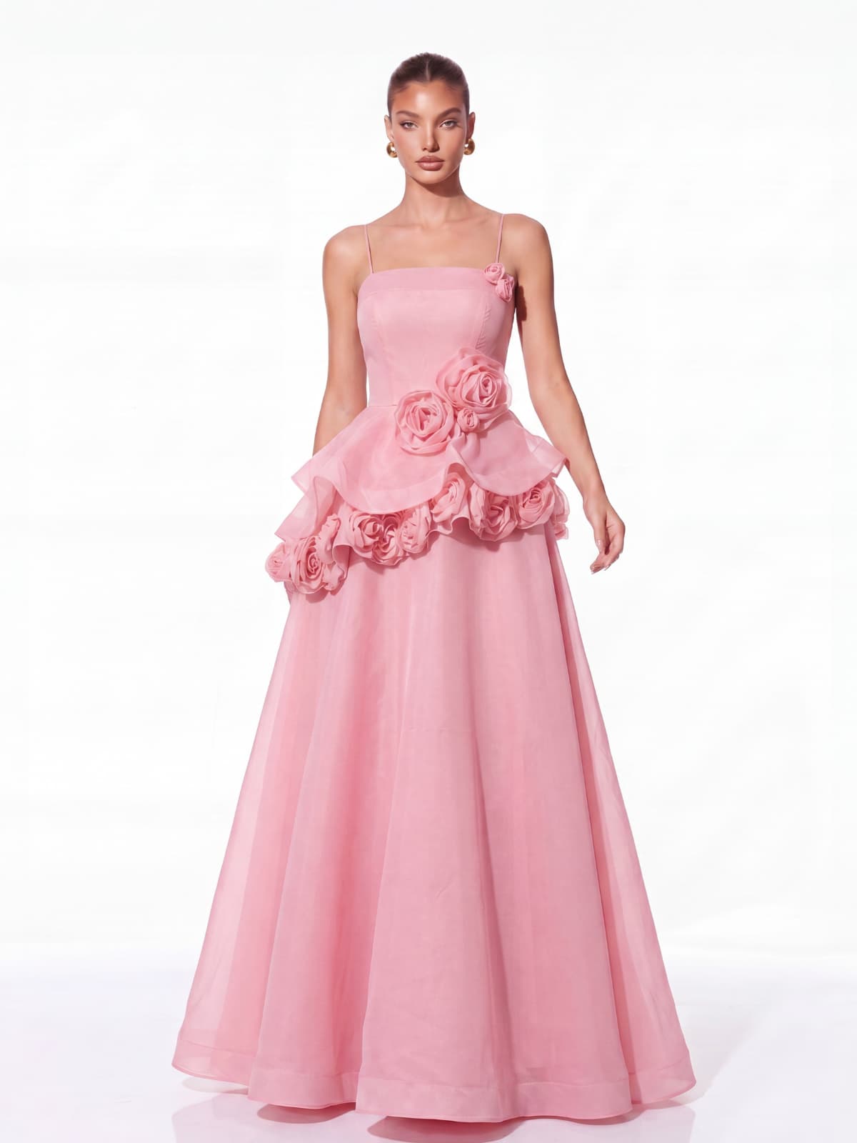 Cydran Spaghetti Flower Maxi Dress In Pink