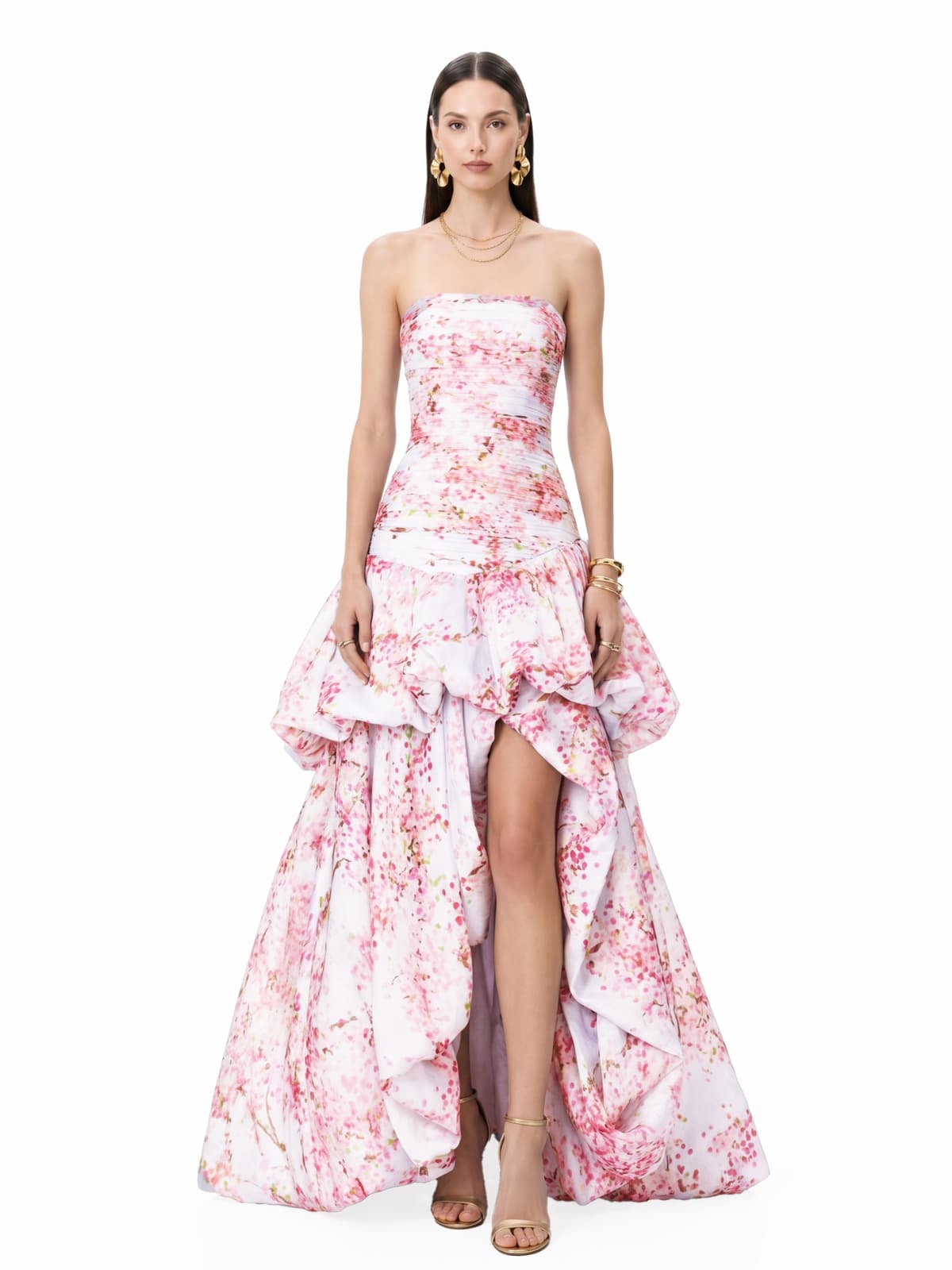Dorevin Strapless Floral Bubble Maxi Dress