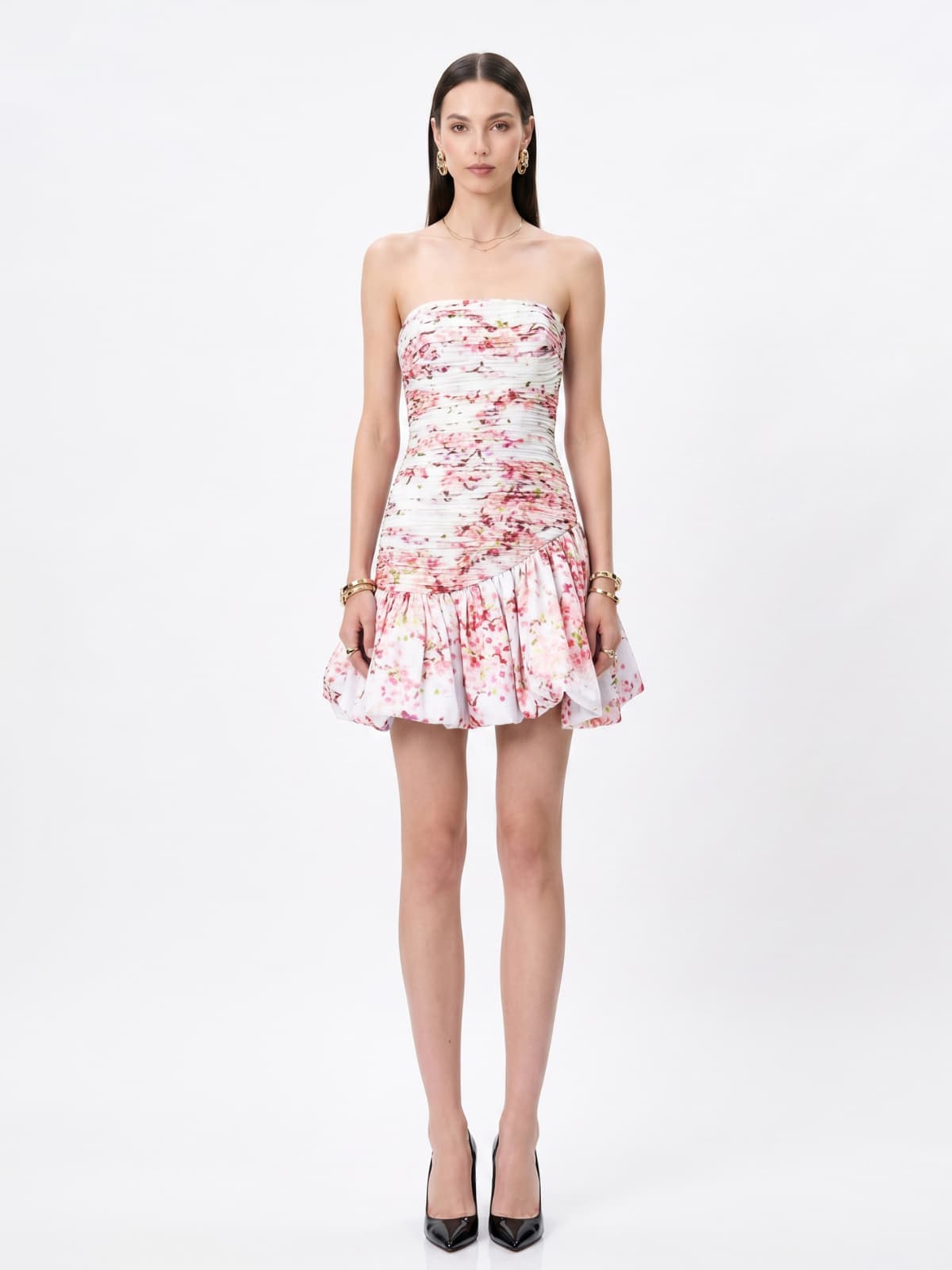 Dorevin Strapless Floral Bubble Mini Dress