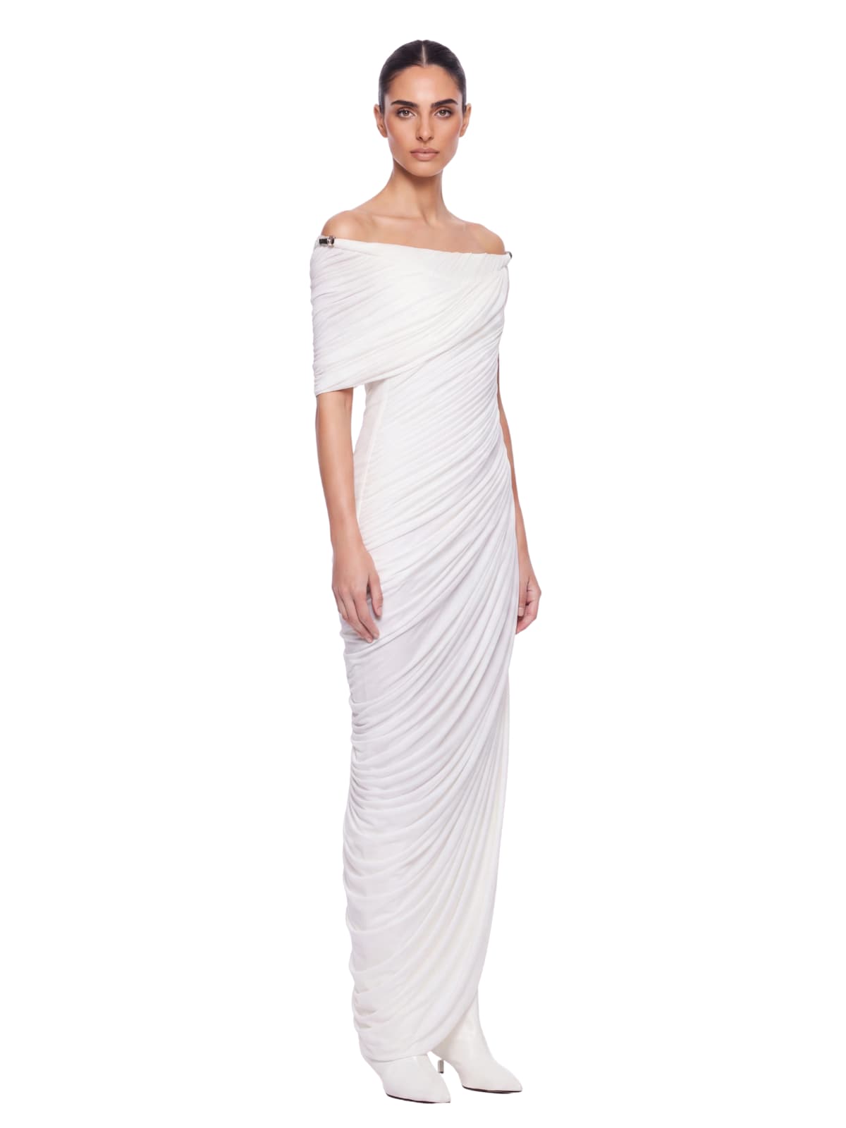 Elvona Off Shoulder Draped Maxi Dress