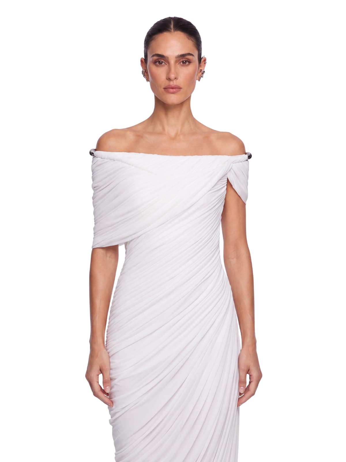 Elvona Off Shoulder Draped Maxi Dress