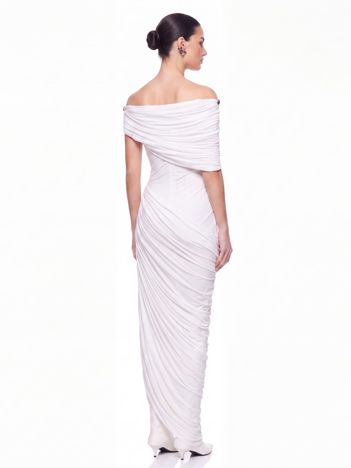 Elvona Off Shoulder Draped Maxi Dress