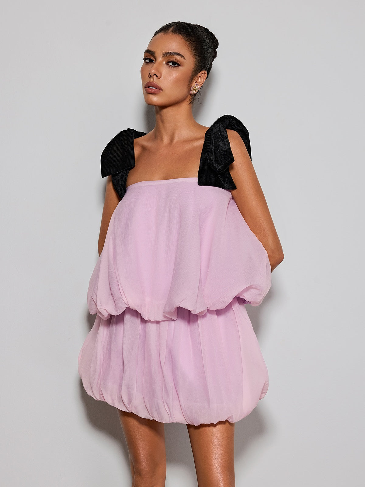 Ermias Tiered Bubble Mini Dress