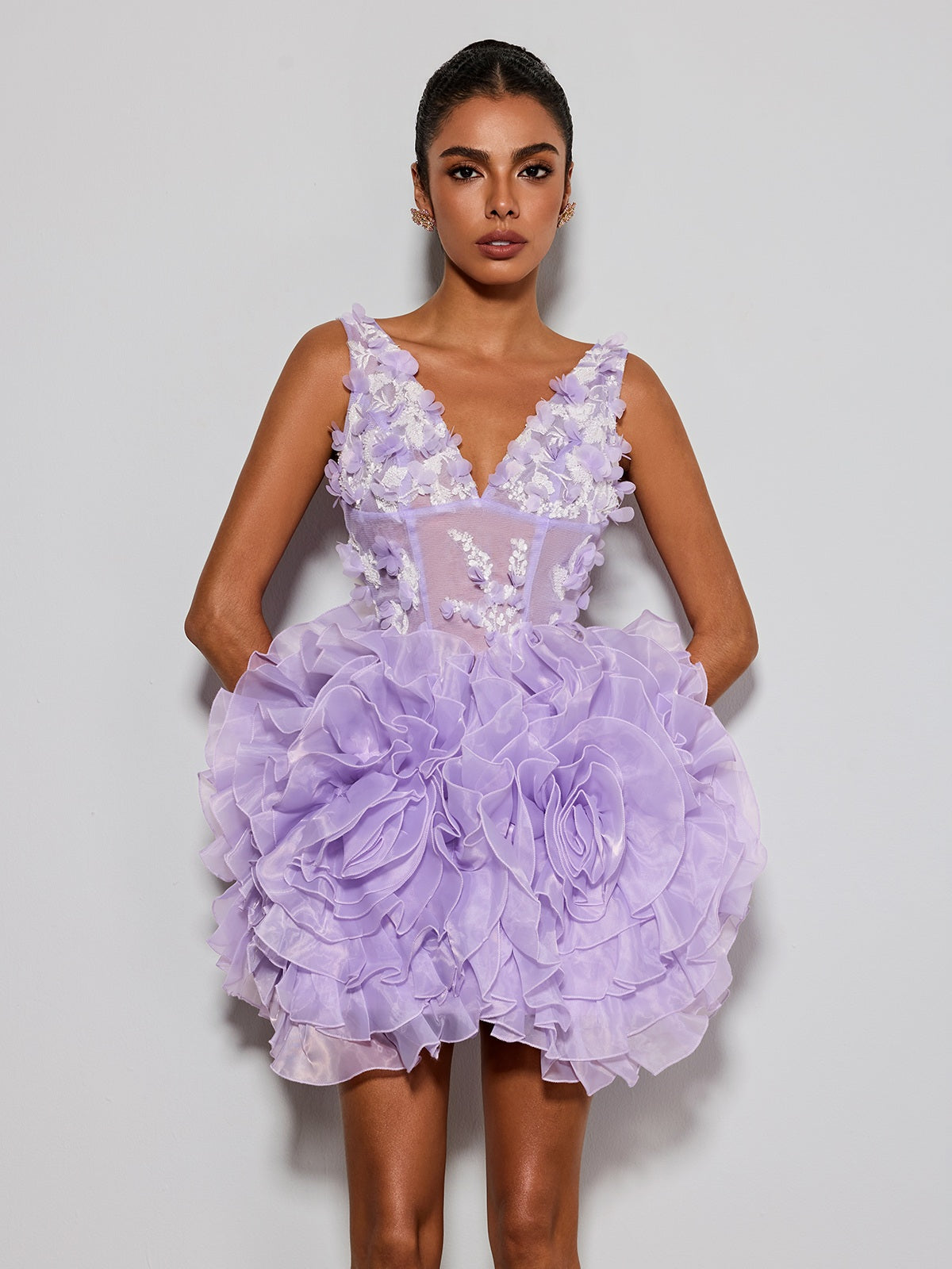 Ervin V Neck Flower Mini Dress