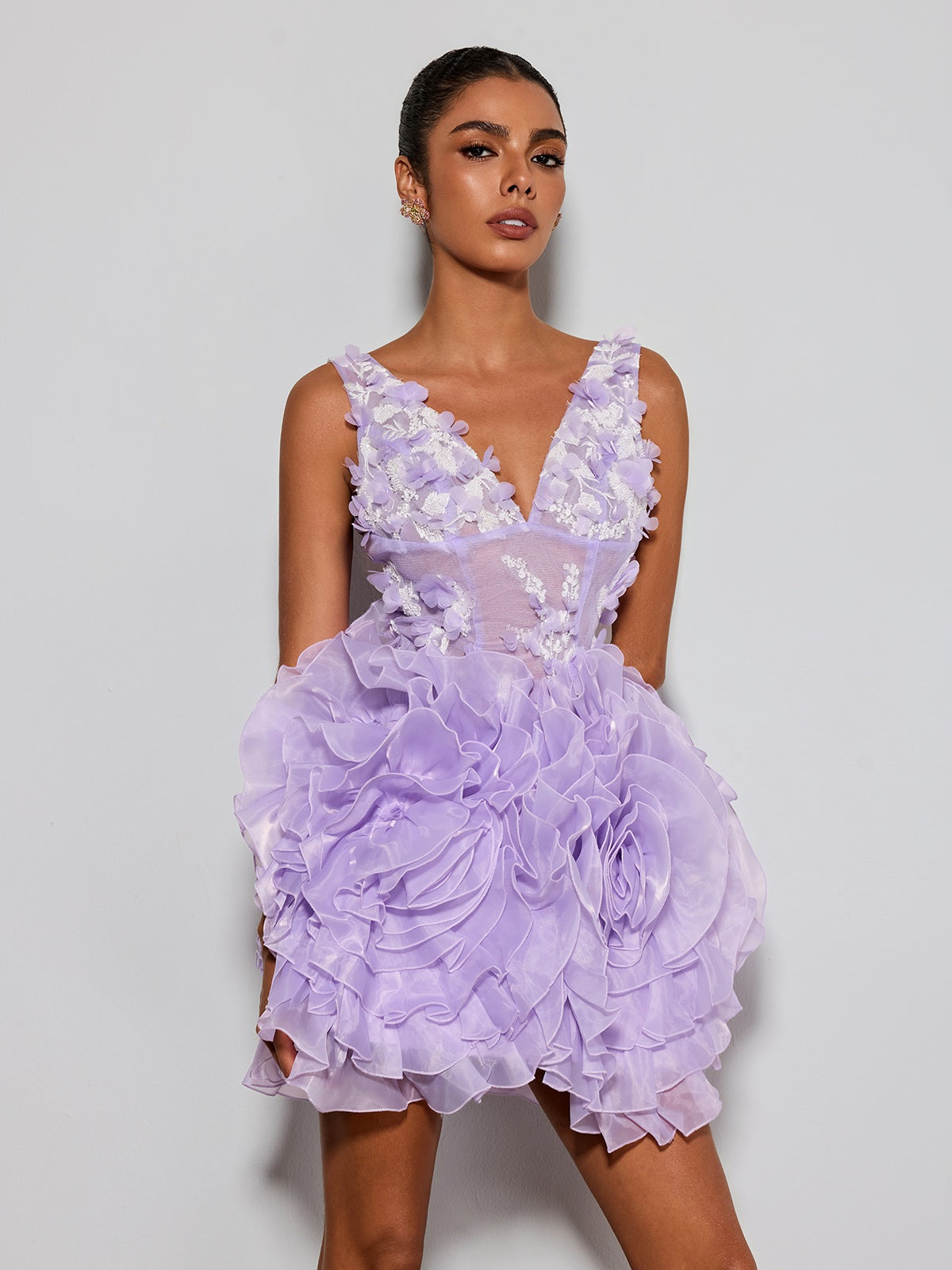 Ervin V Neck Flower Mini Dress