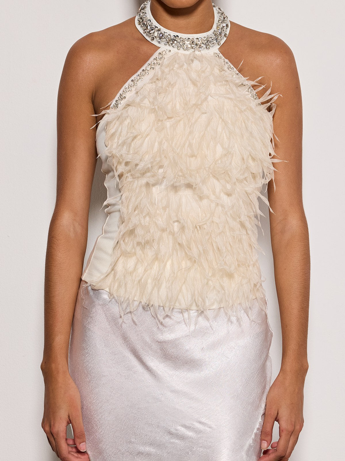 Erzsebet Halterneck Rhinestone Fringe Top