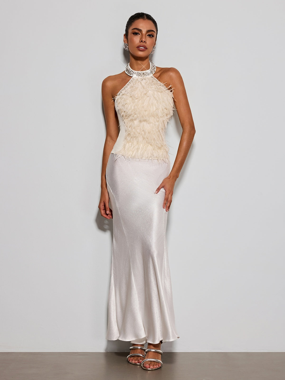 Erzsebet Halterneck Rhinestone Fringe Top