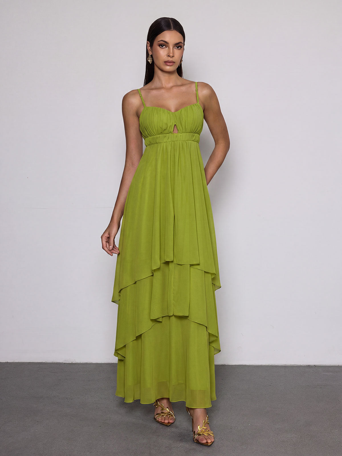 Escobar Spaghetti Pleated Maxi Dress