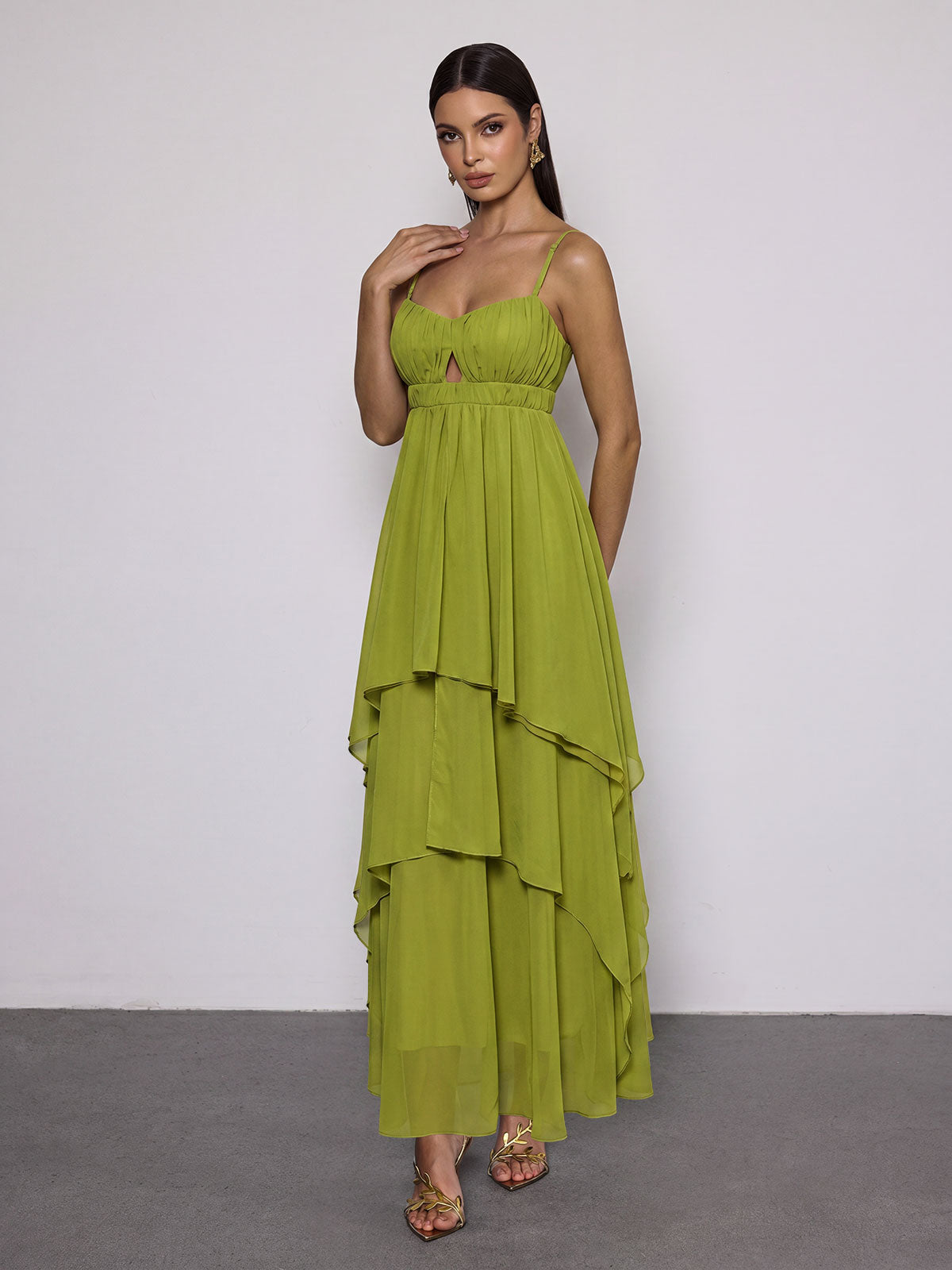 Escobar Spaghetti Pleated Maxi Dress