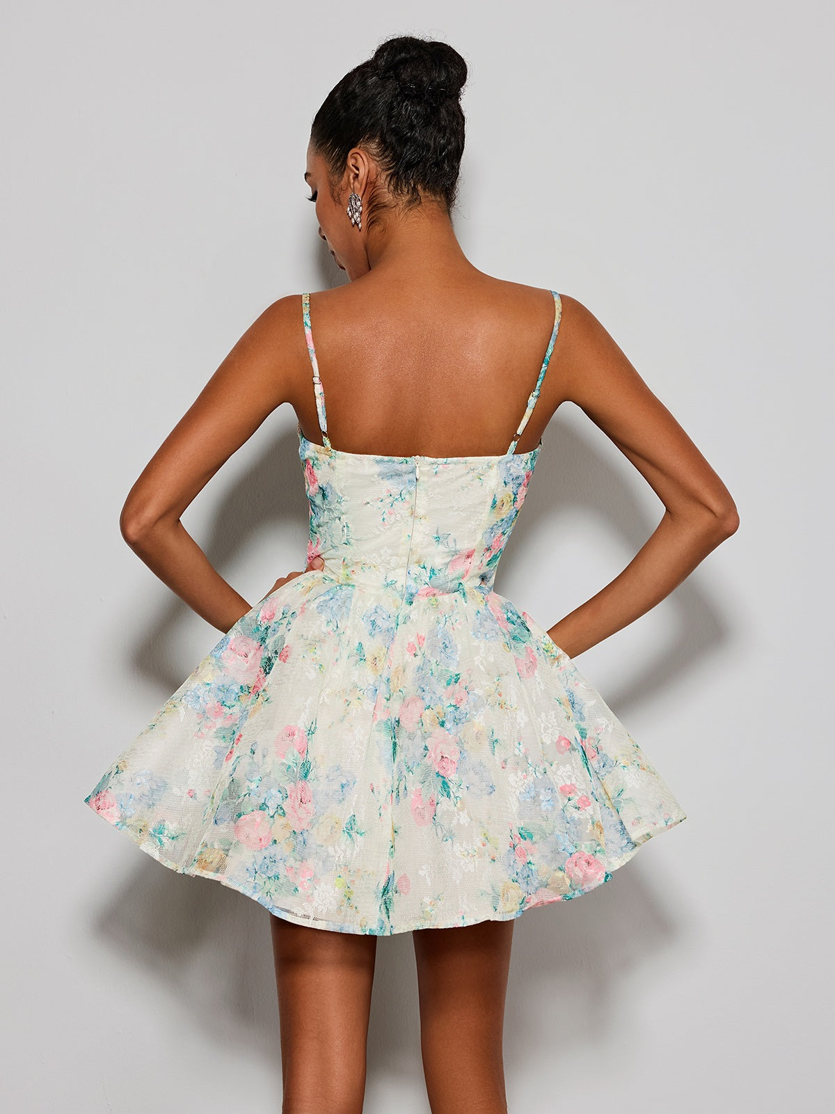 Estera Spaghetti Floral Printed Mini Dress