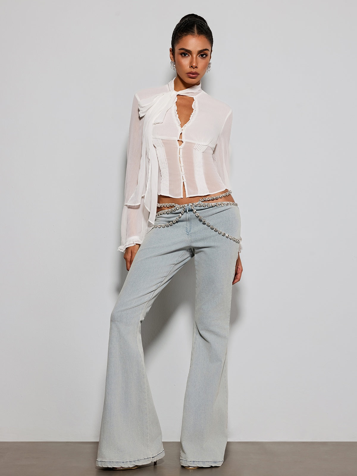 Etenia Tie Neck Chiffon Top