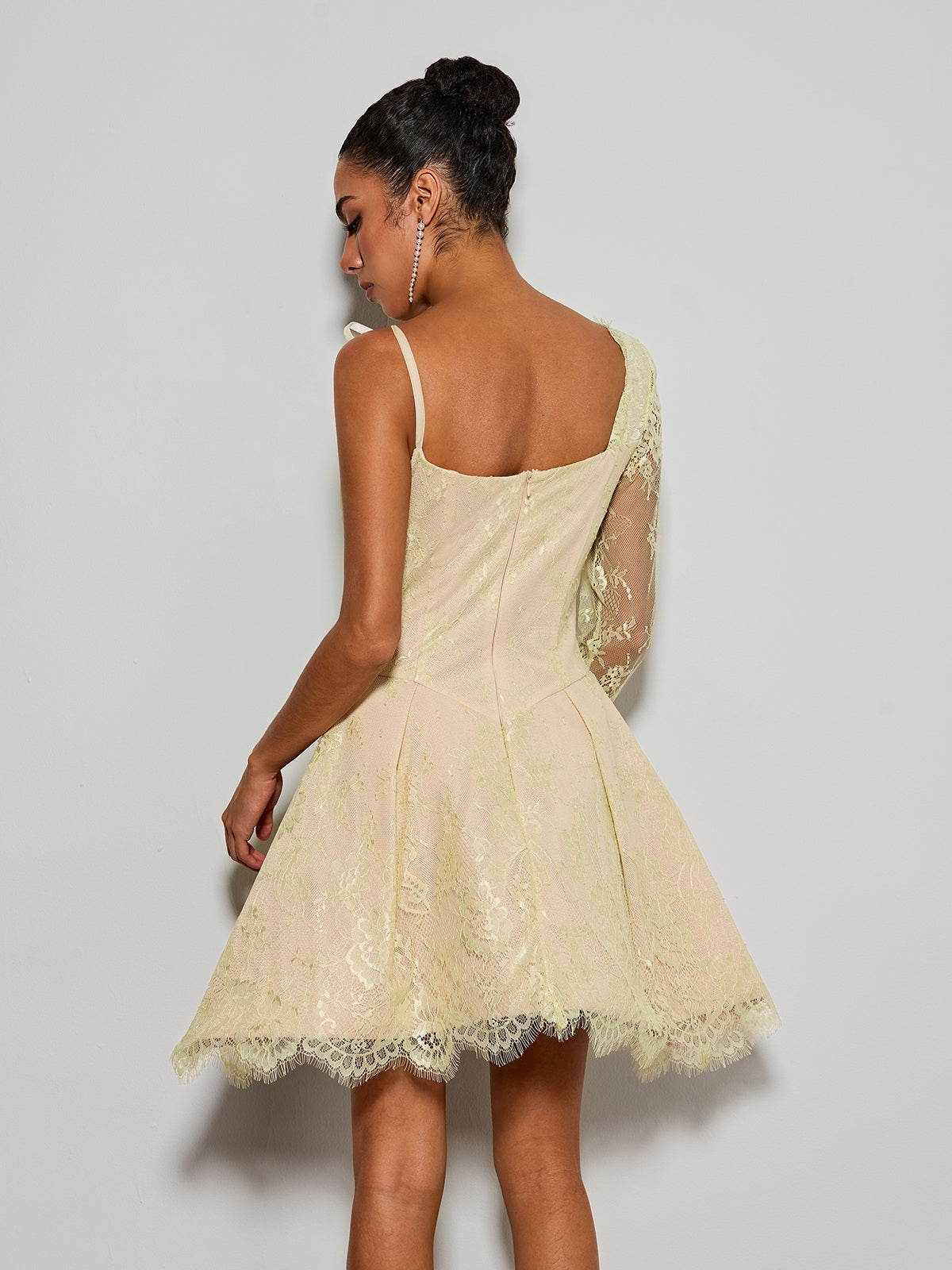 Eula One Shoulder Lace Mini Dress