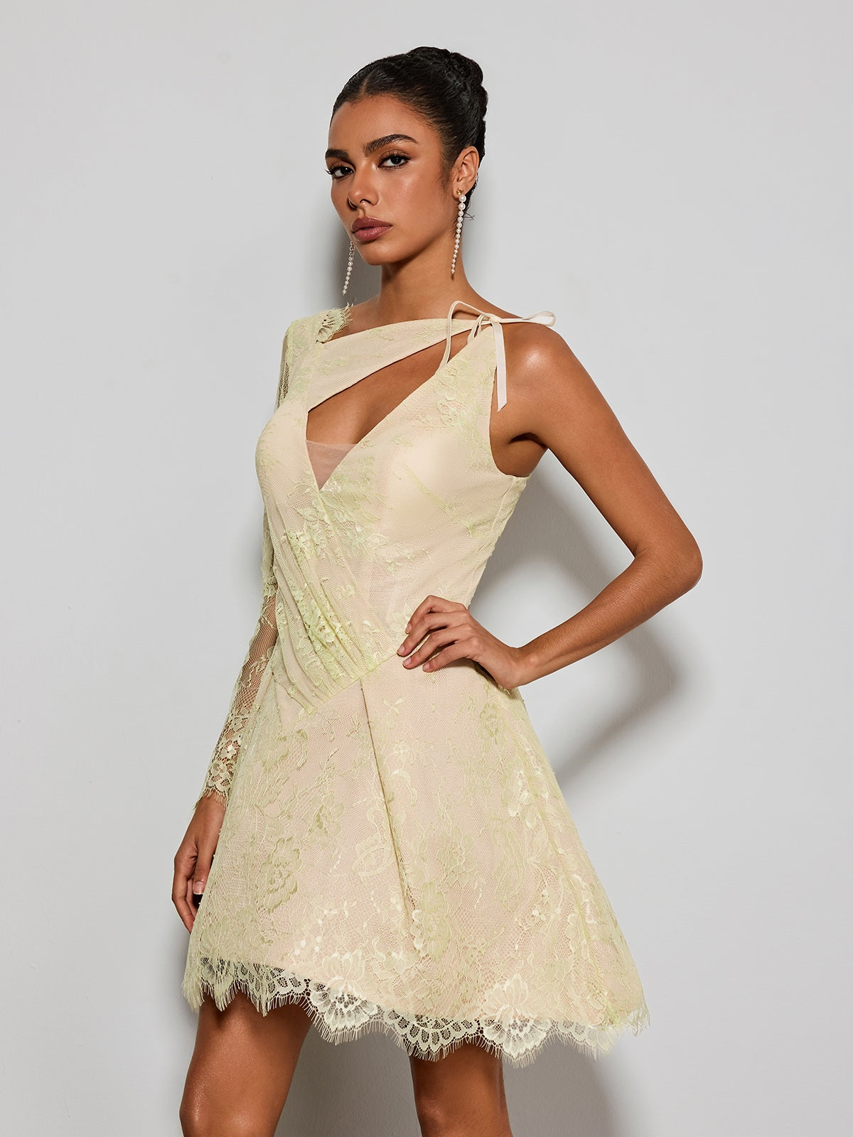 Eula One Shoulder Lace Mini Dress