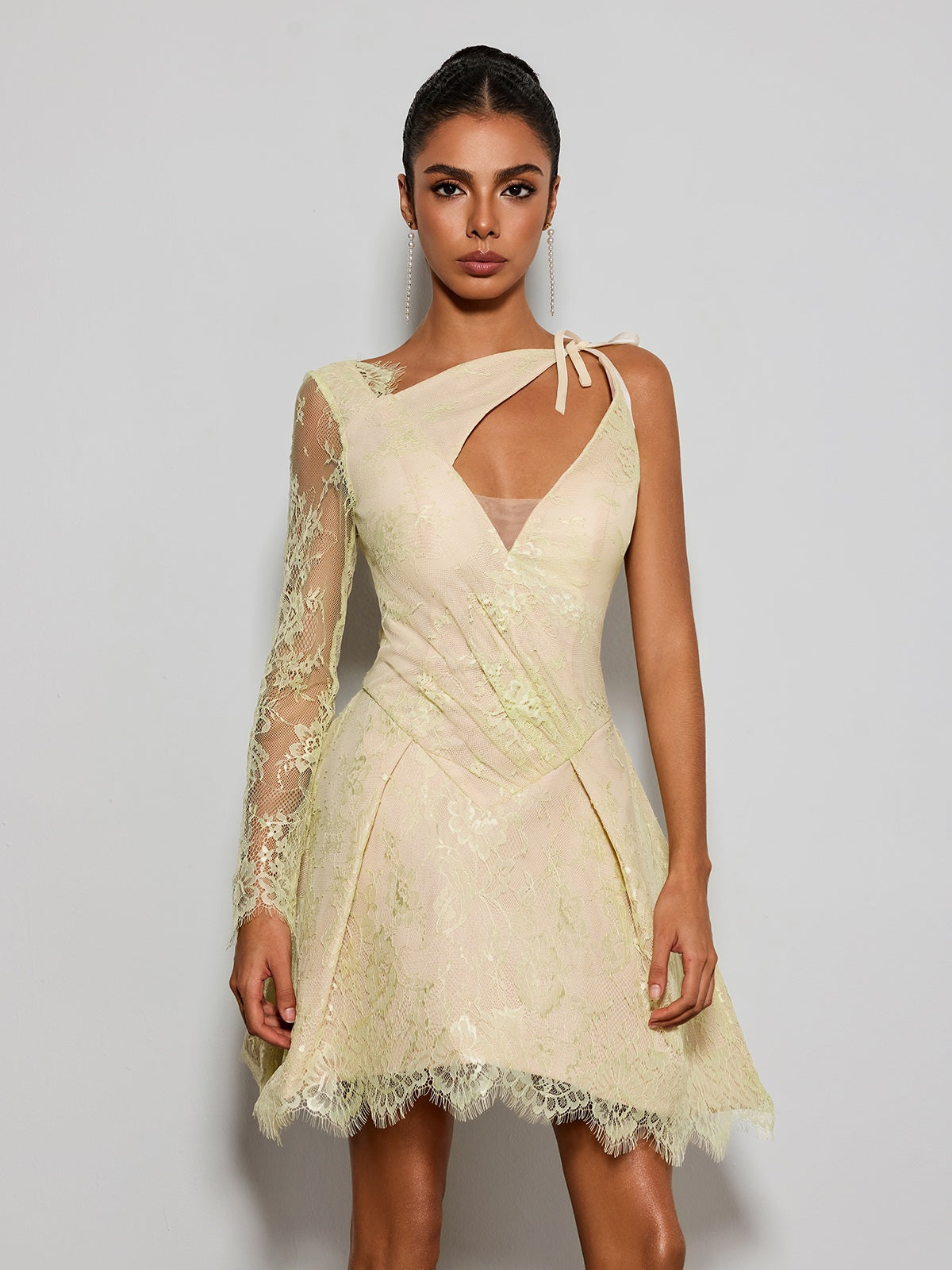 Eula One Shoulder Lace Mini Dress