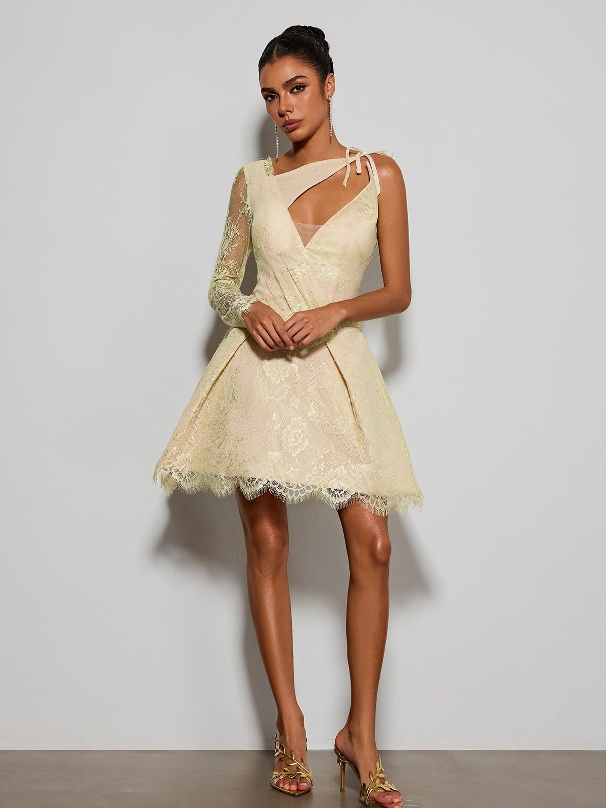 Eula One Shoulder Lace Mini Dress