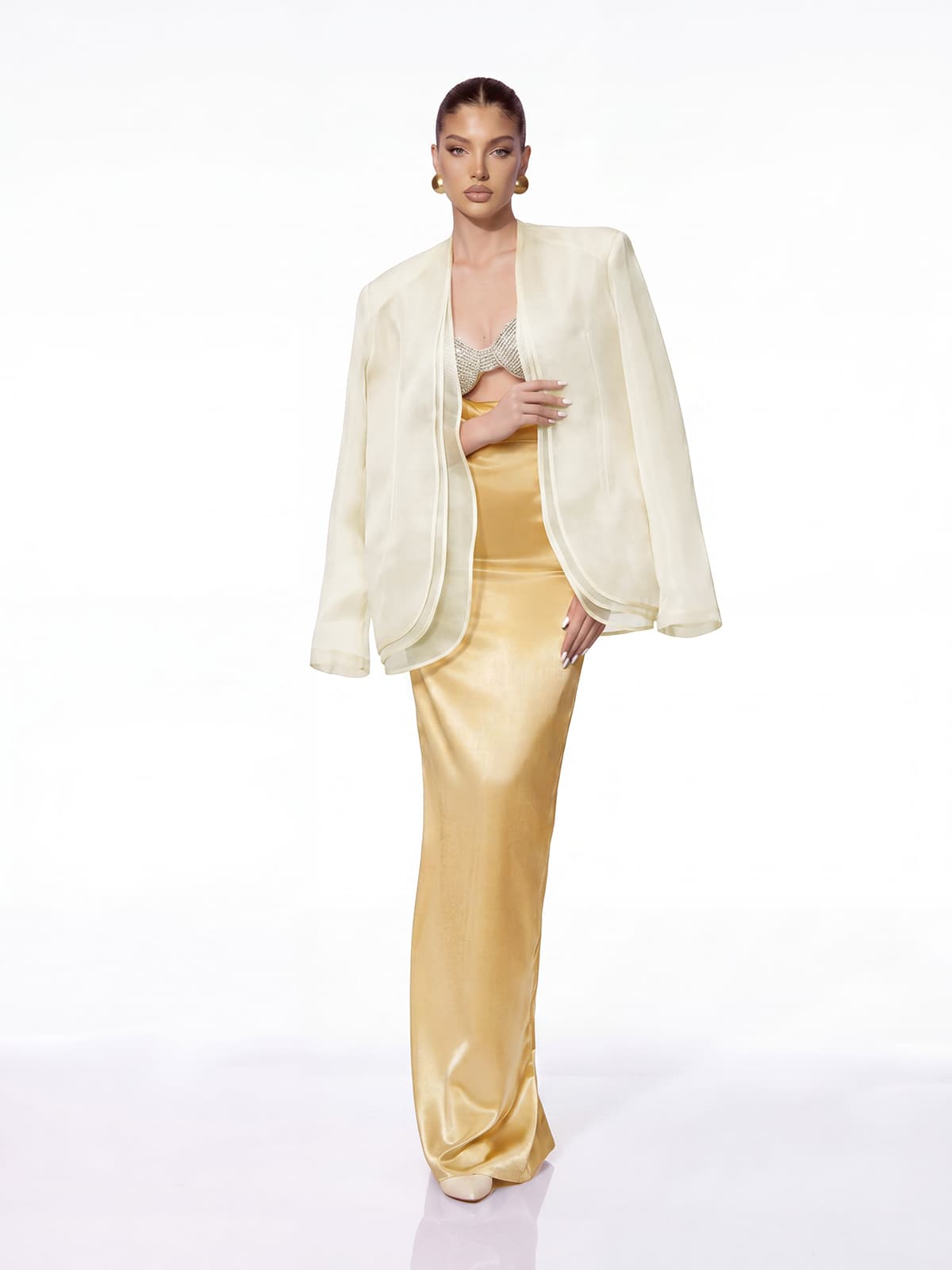 Evoryn Cowl Neck Satin Maxi Dress
