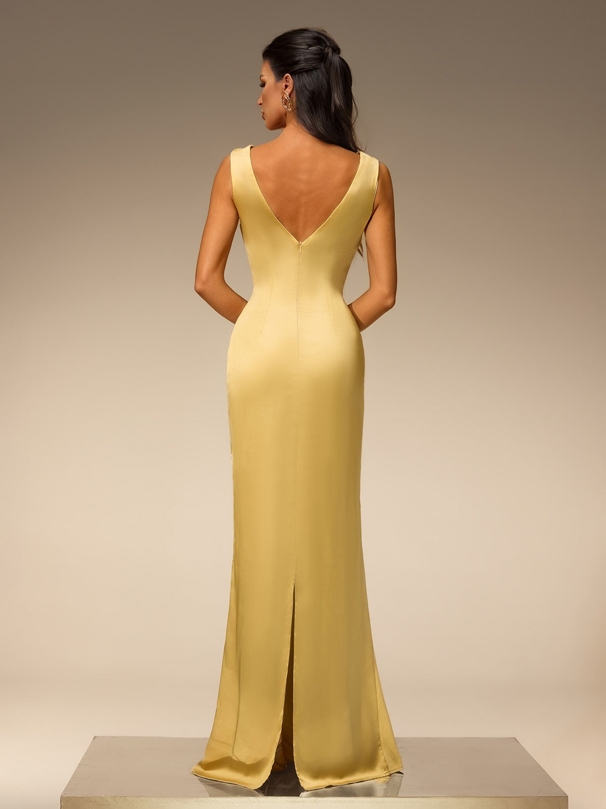 Evoryn Cowl Neck Satin Maxi Dress