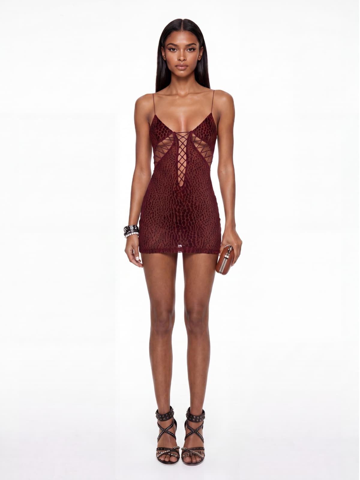 Exvira Backless Lace Up Leopard Mini Dress
