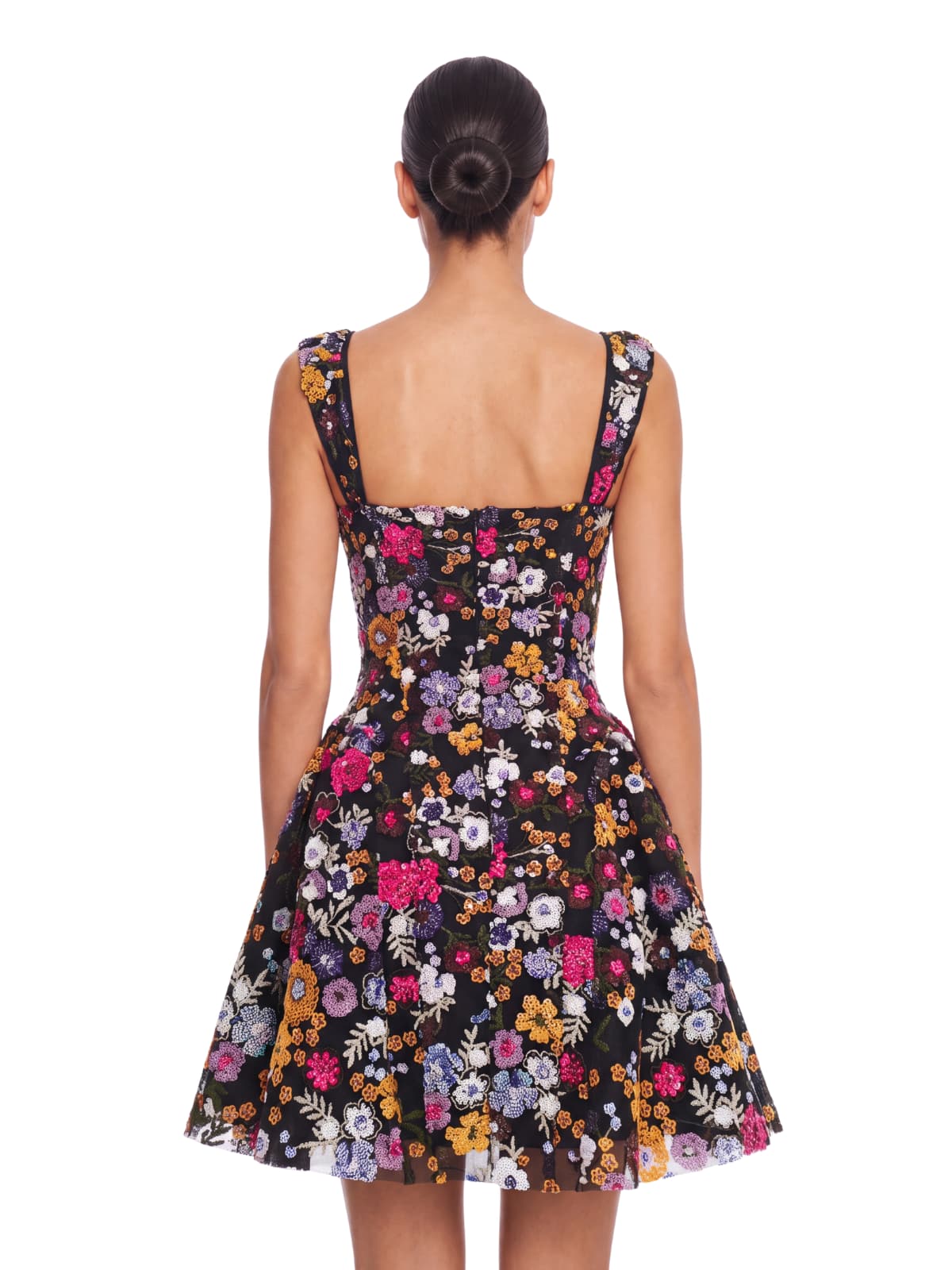 Galenx Embroidered Flower Sequin Mini Dress