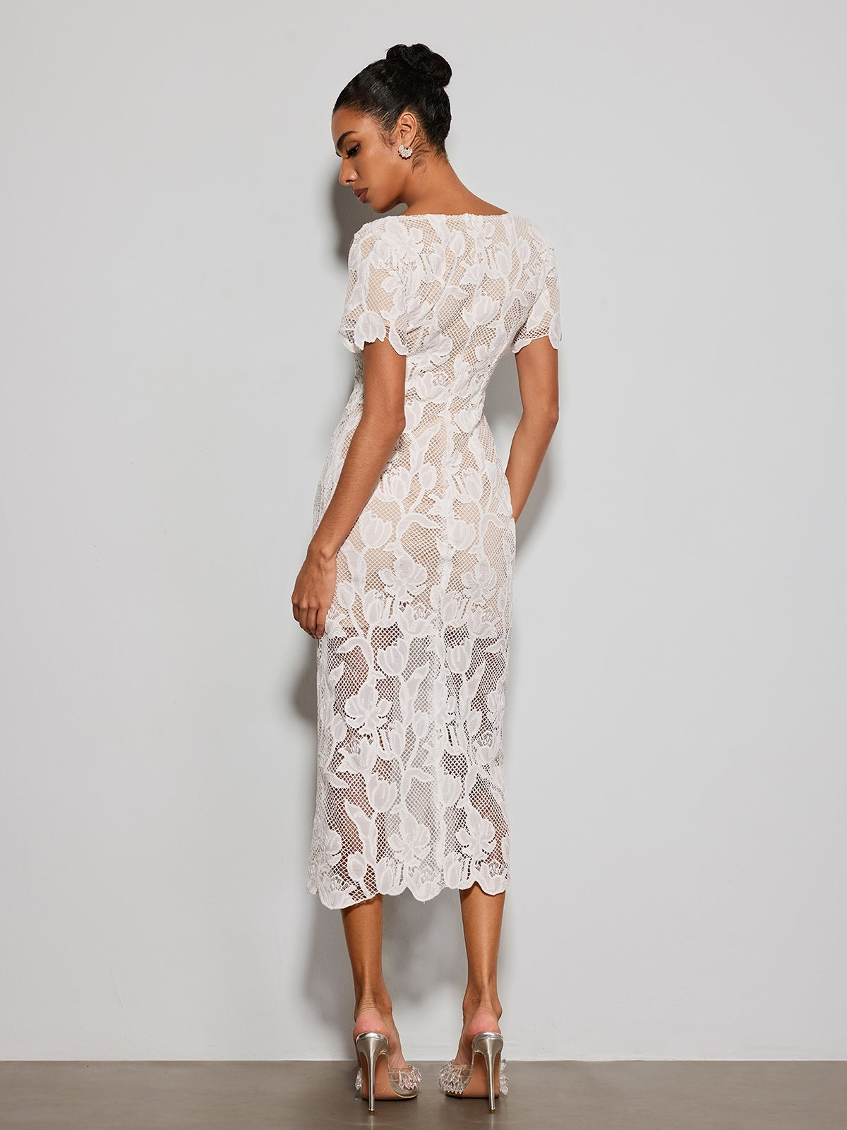 Gravethic Flower Lace Cutout Midi Dress