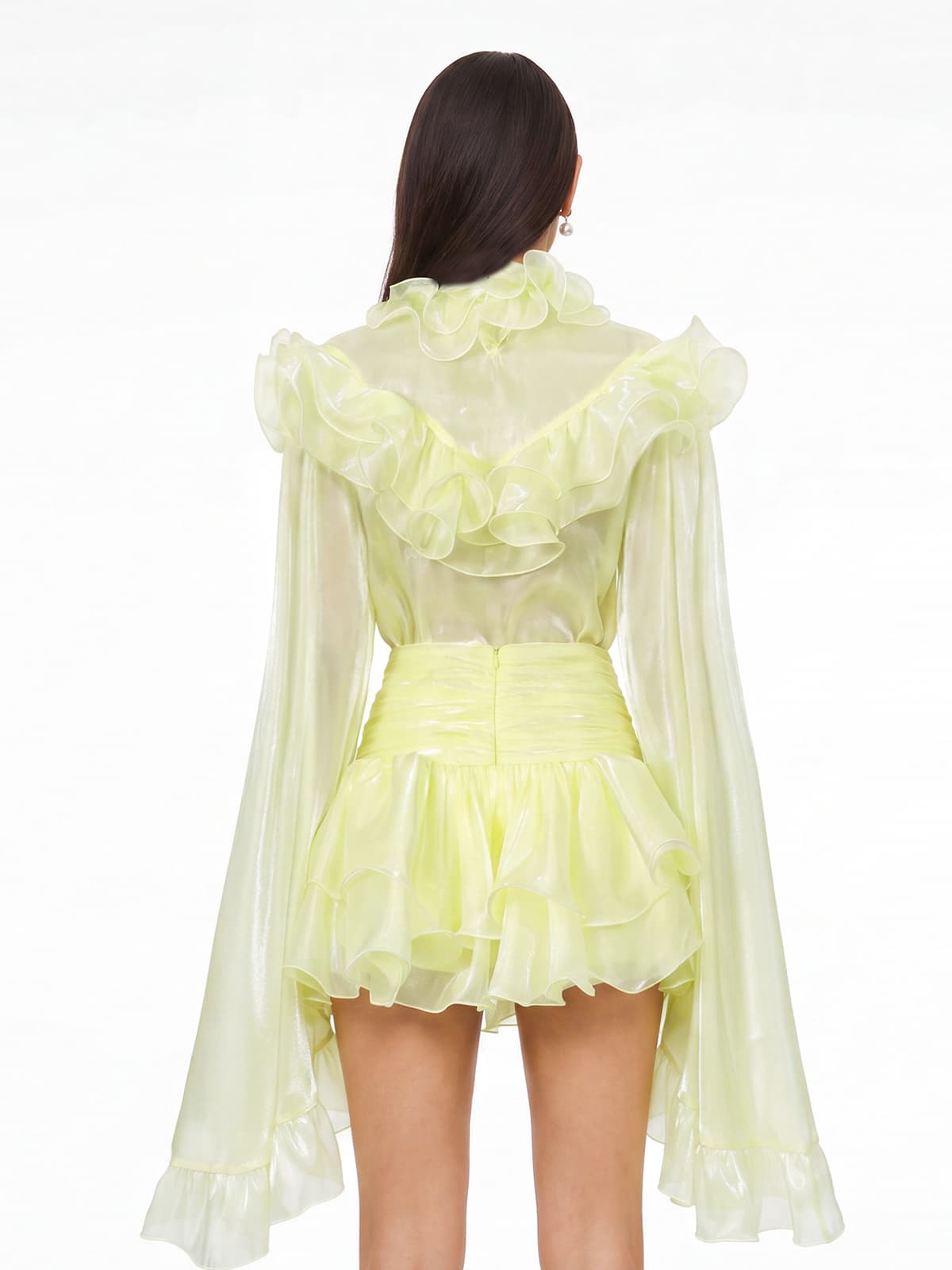 Grimwin Bell Sleeve Ruffle Skirt Set